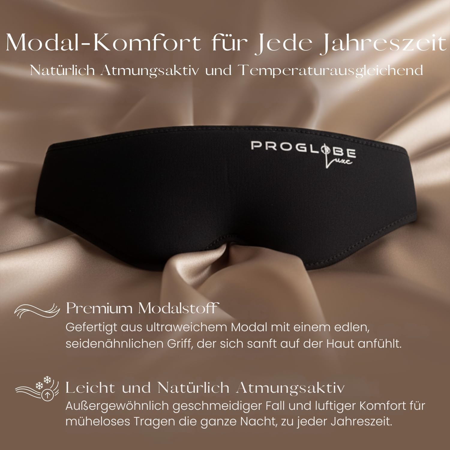 Proglobe Luxe Luxus-Schlafmaske für Rücken- und Seitenschläfer, 100 % blickdicht, 3D-Augenmaske mit druckfreien Augenhöhlen, wimpernfreundlich, weich und atmungsaktiv, Schwarz – Bild 6
