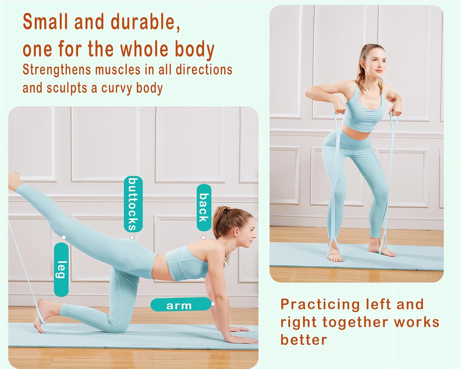 Widerstandsband für Arm-Rücken-Schulter-Übungen, elastisches Seil, Stretch-Fitnessband, Fuß-Bein-Handstrecker, Armtrainer für Yoga, Pilates, Stretching, Physiotherapie, Heim-Fitnessstudio (Rosa) – Bild 7