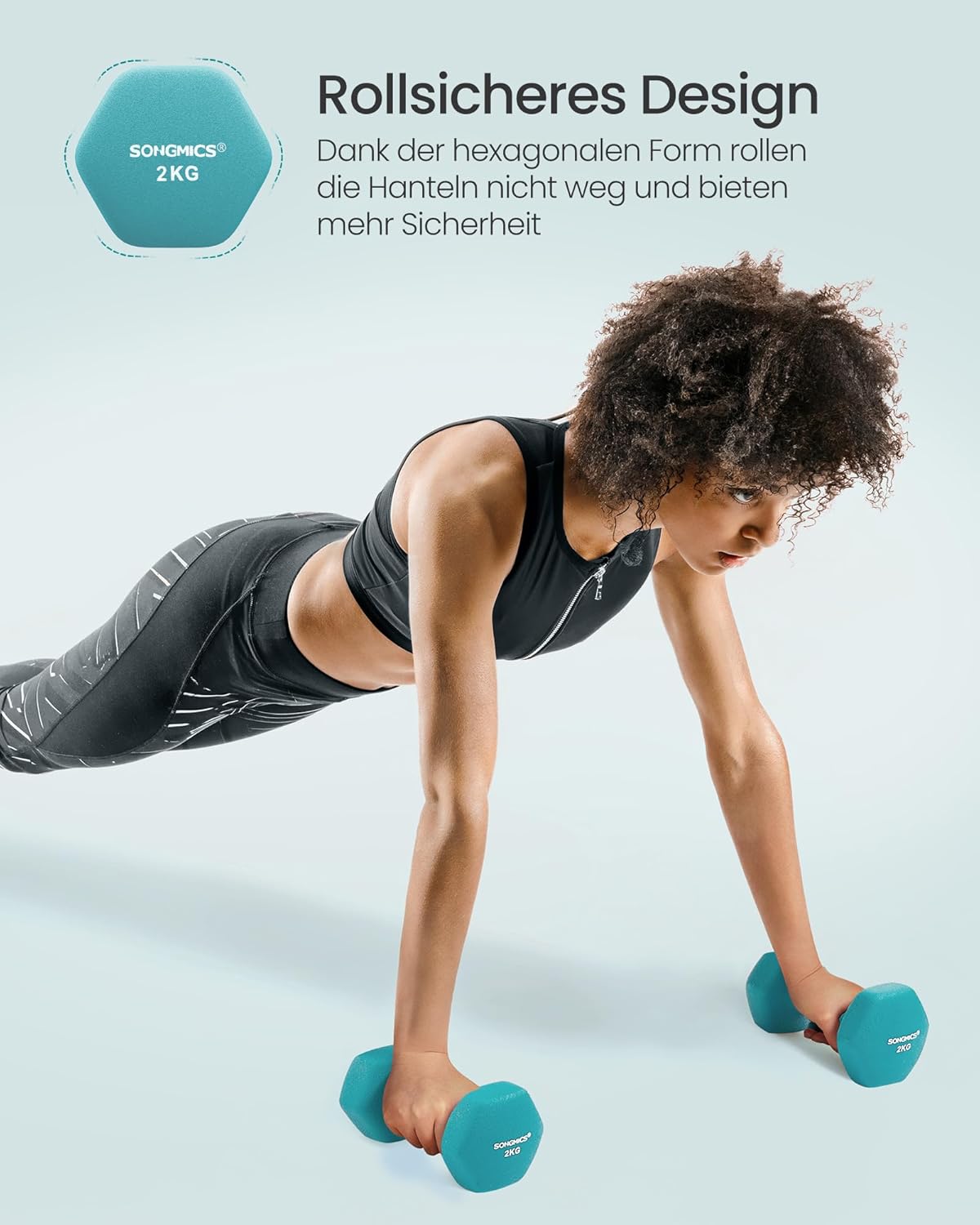 SONGMICS Hantel-Set, 3 Paar, 1kg-3kg, 9kg oder 12kg, Aufbewahrung, Fitnessstudio, Krafttraining, rutschfeste Neopren-Beschichtung – Bild 6