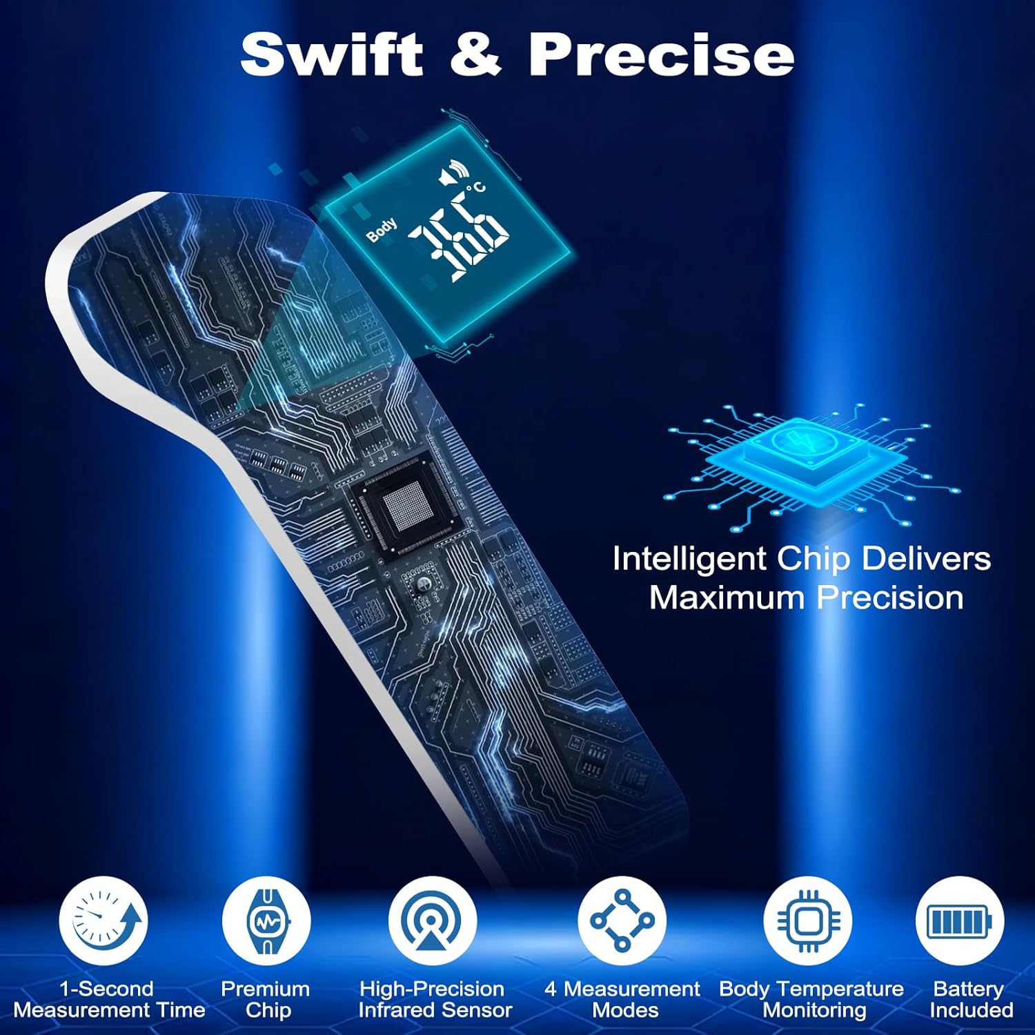 Fieberthermometer für Baby, Kinder, Erwachsene, Infrarot-Thermometer, Fieber-Stirn, digitales kontaktloses Stirnthermometer, digitales Infrarot-Thermometer, Neugeborene mit Fieberalarm, LCD-Display – Bild 5