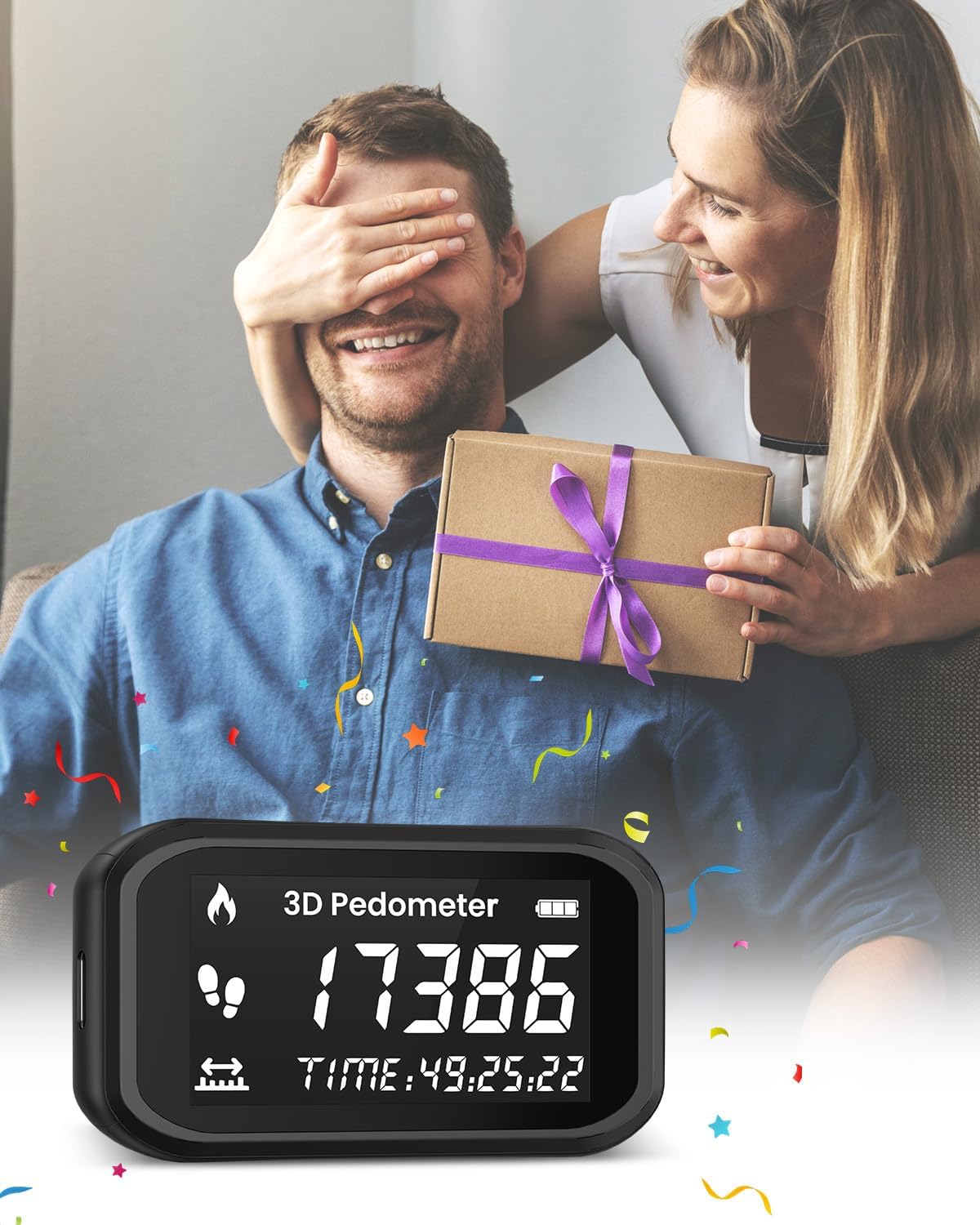 3D Schrittzähler Clips, ORIA Pedometer Schrittzähler, Einfacher Fitness Tracker Fußgelenk Rollator wasserdichter Kalorienzähler für Senioren Damen Kinder, Lanyard,Uhr, Ohne App und Handy,Hosentasche – Bild 7