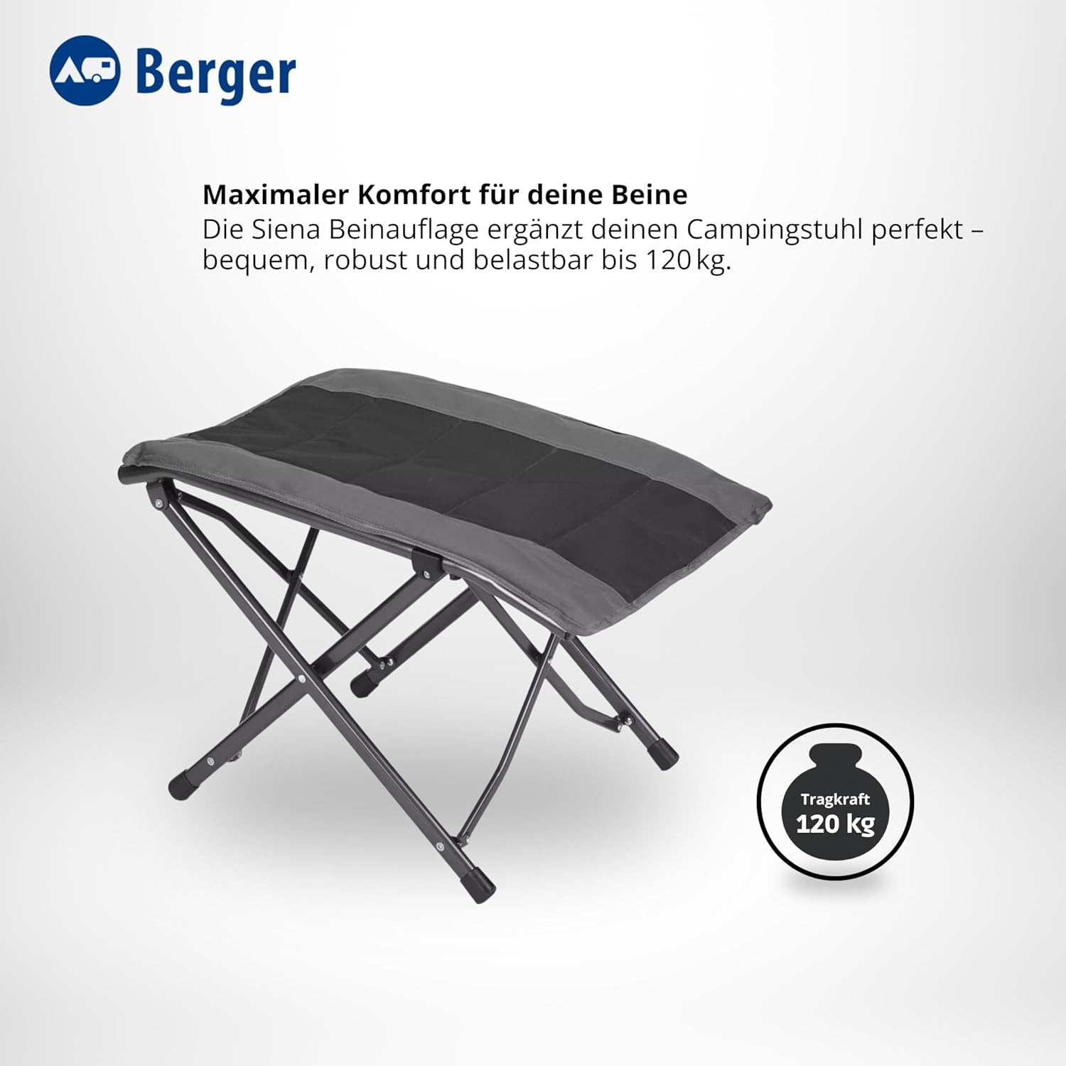 BERGER Siena klappbare Beinstütze, Klapphocker, Camping-Fußhocker, Outdoor-Belastbarkeit bis 120 kg, Campinghocker klappbar mit Tragetasche, Campingmöbel-Zubehör – Bild 3
