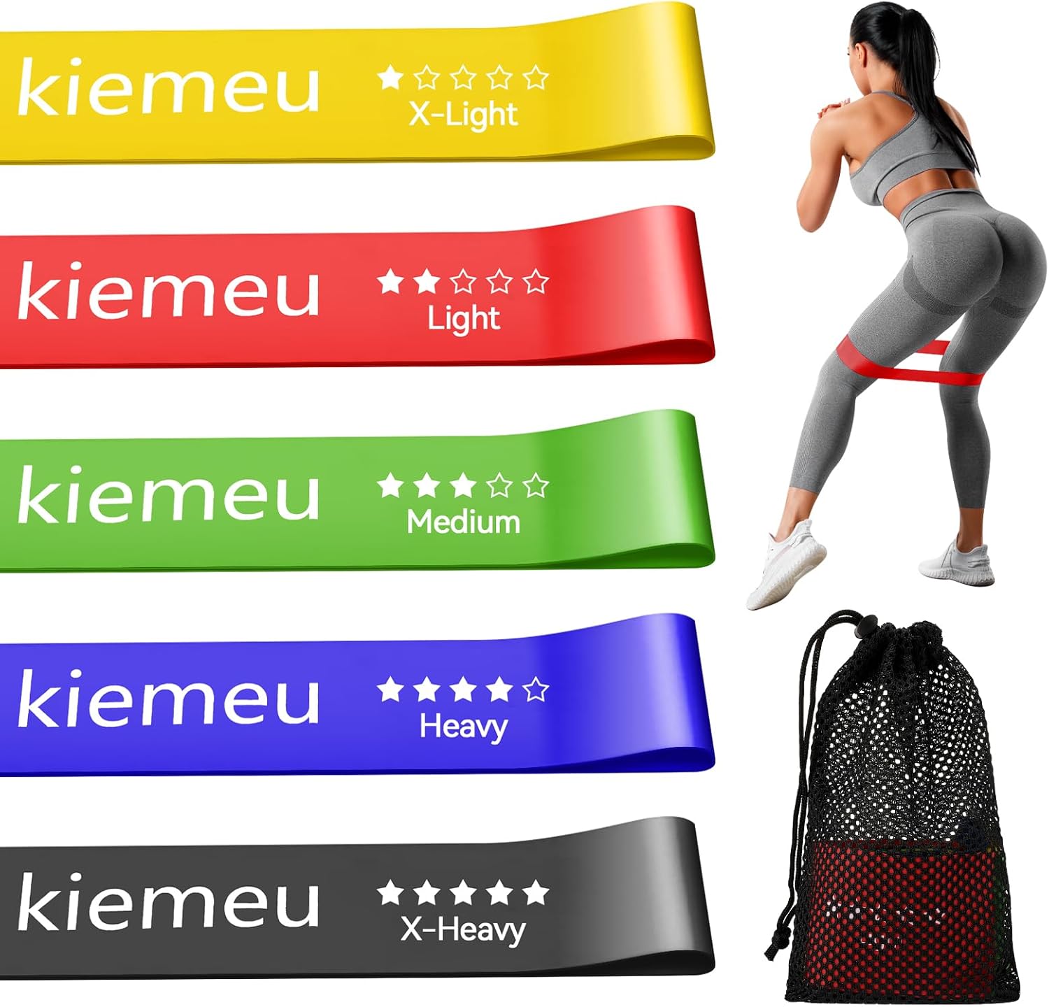Mini Band Fitness Gummiband für Sport, Übungsband Gummiband Trainingsbänder Gummi Fitnessbänder Set, 6 cm verbreiterte Version