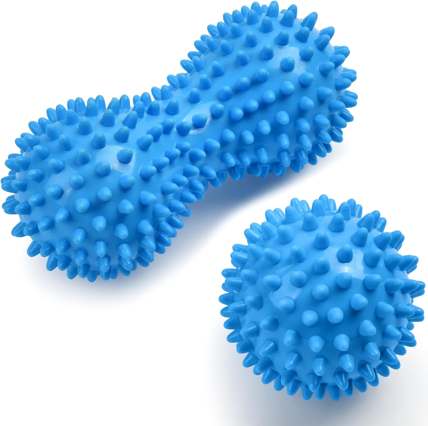 URAQT Faszienball, 2er Set kleine Igelbälle hart, Faszienmassageball mit Noppen, Massagebälle zur Behandlung von Muskelverspannungen, Igelbälle, Massageball für Füße, Rücken, Nacken, Hände (Blau)