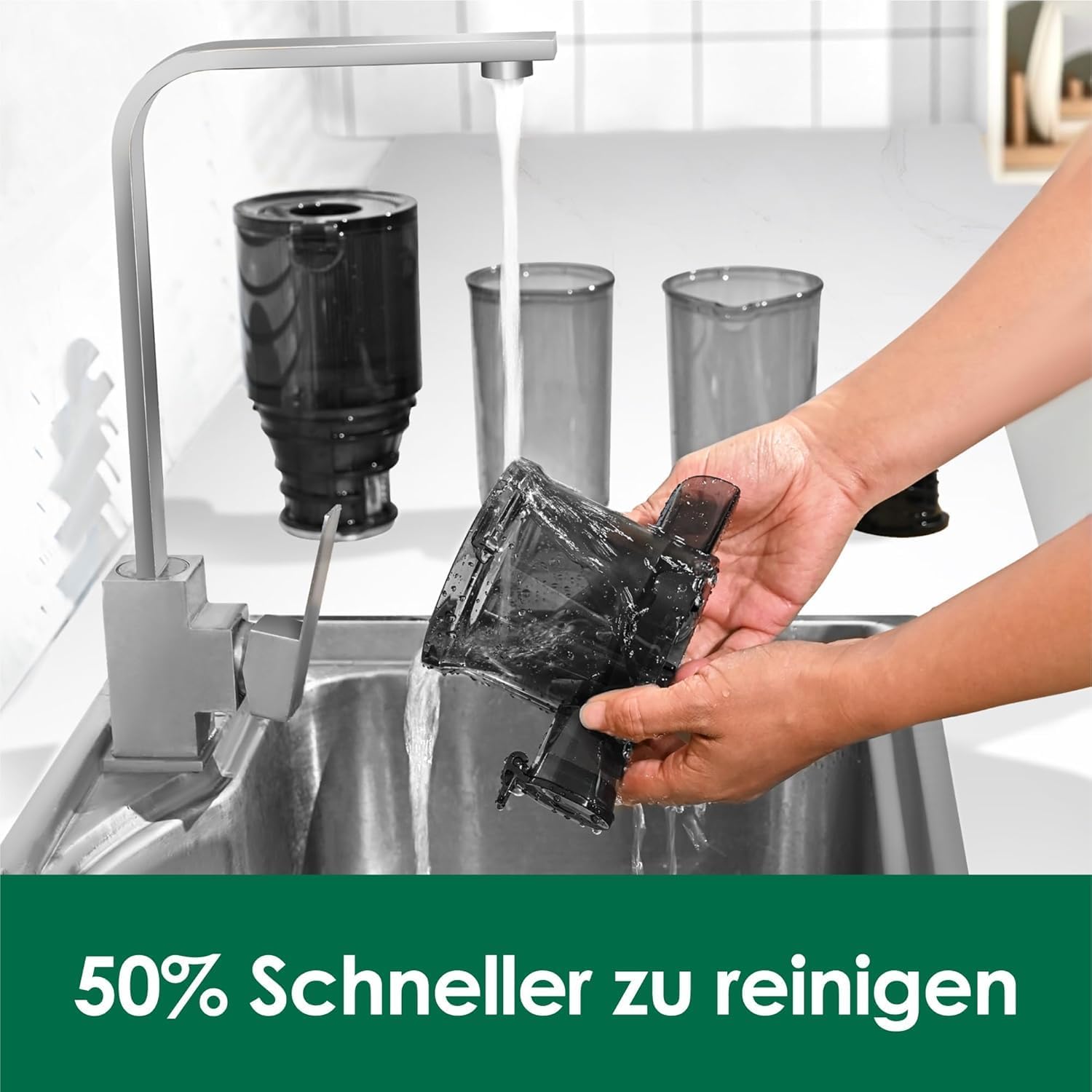 Fretta Entsafter, Slow Juicer mit 108 mm Breite und größerem Einfüllrohr, Füllvolumen für ganzes Gemüse und Obst, BPA-freier Entsafter aus Tritan-Material, einfache Installation, 200 W – Bild 6