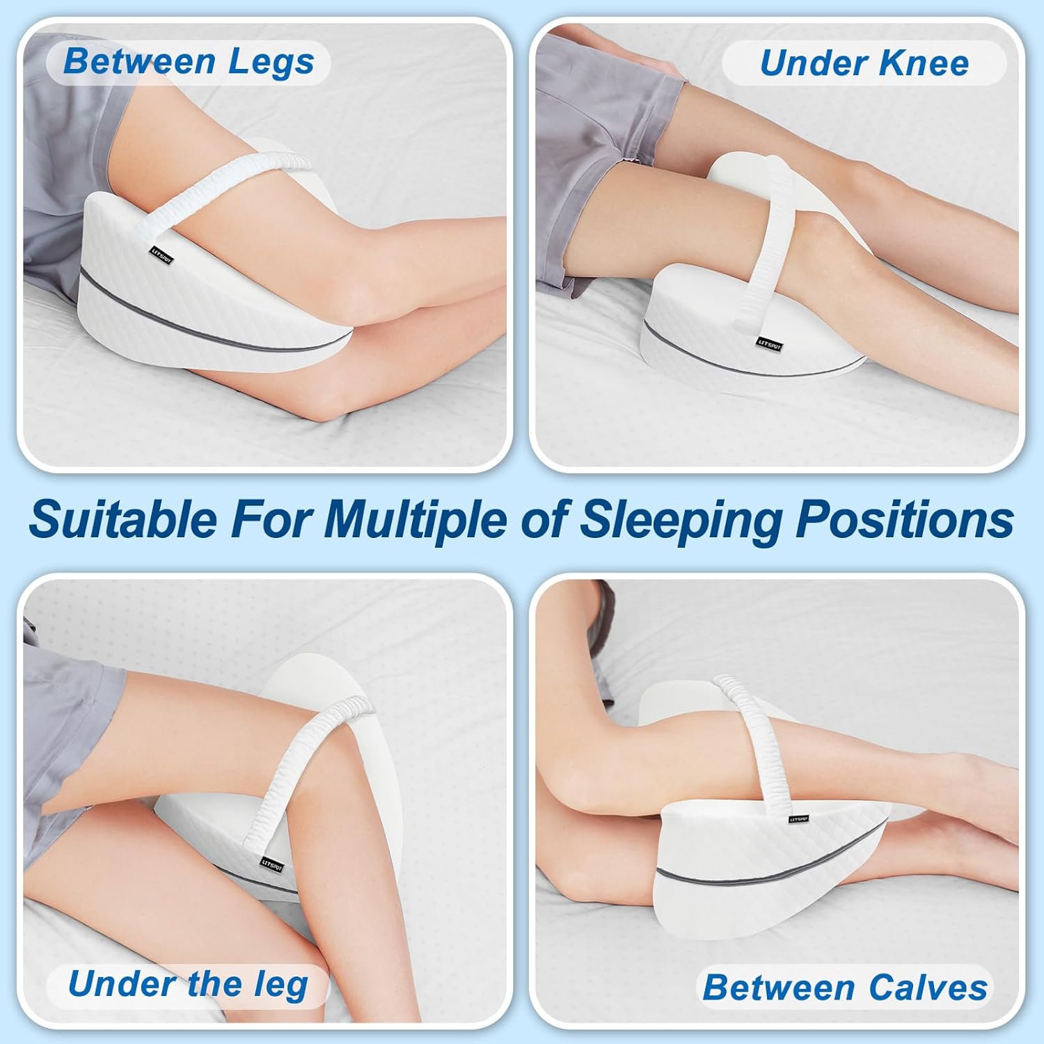 Kühlendes Kniekissen für Seitenschläfer, orthopädisches Beinkissen, Memory-Schaum, Seitenschläferkissen zur Linderung von Ischias, unterem Rücken, Hüften, Gelenkschmerzen, weiß – Bild 6