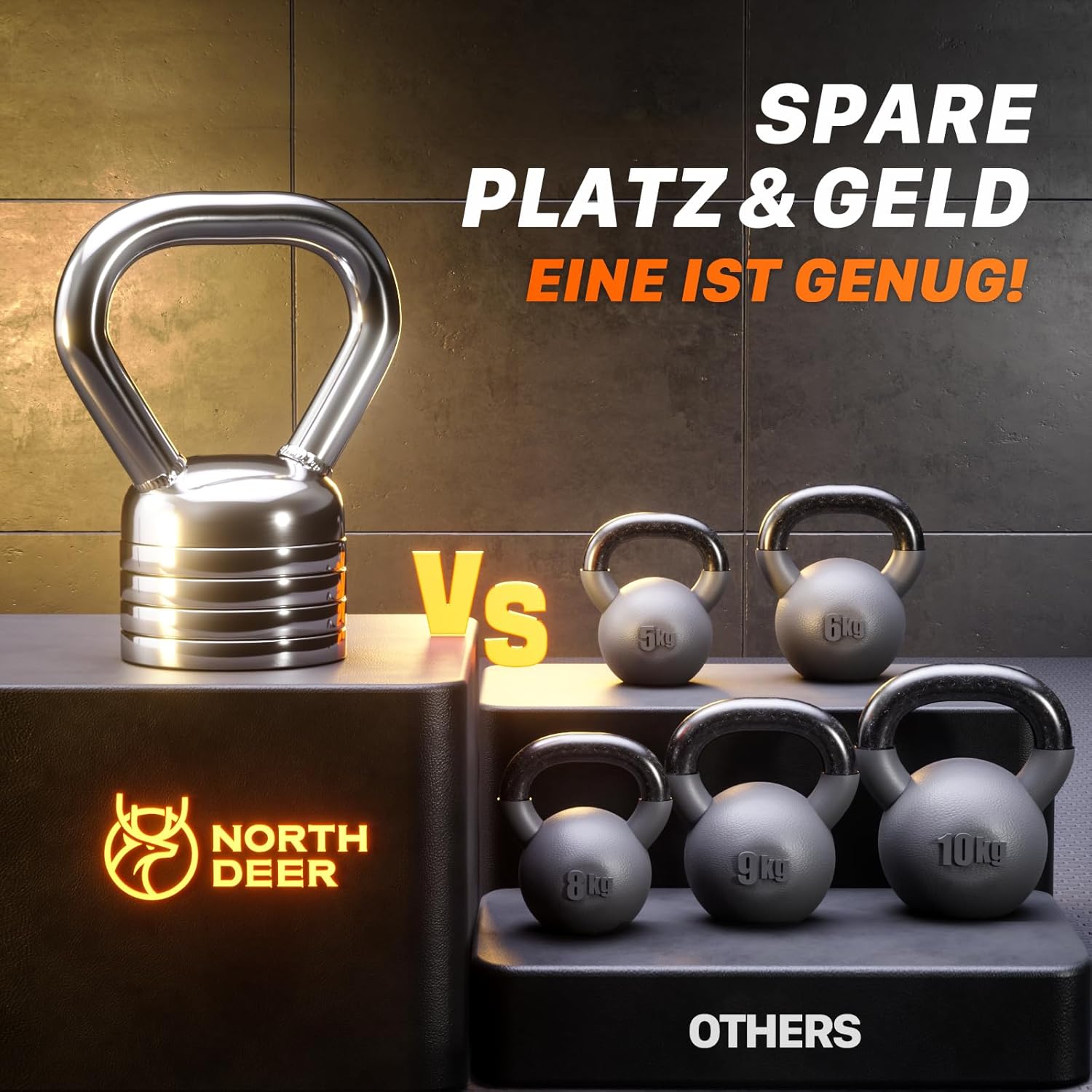 Northdeer Steel Kettlebell verstellbar 5 kg / 10 kg – Kettlebell verstellbar für Krafttraining, Fitness-Workout zu Hause – Bild 4