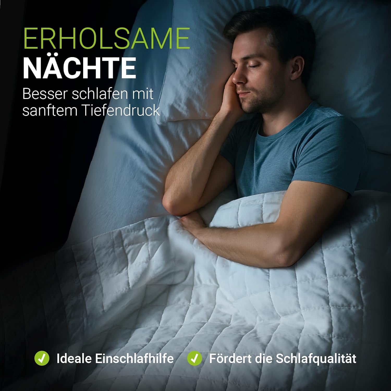 Juskys Gewichtsdecke / Anti-Stress-Therapiedecke 135 x 200 cm – beschwert, Glasperlen, Baumwolle & Mikrofaser, für Erwachsene mit Schlafproblemen – 7 kg – Bild 4