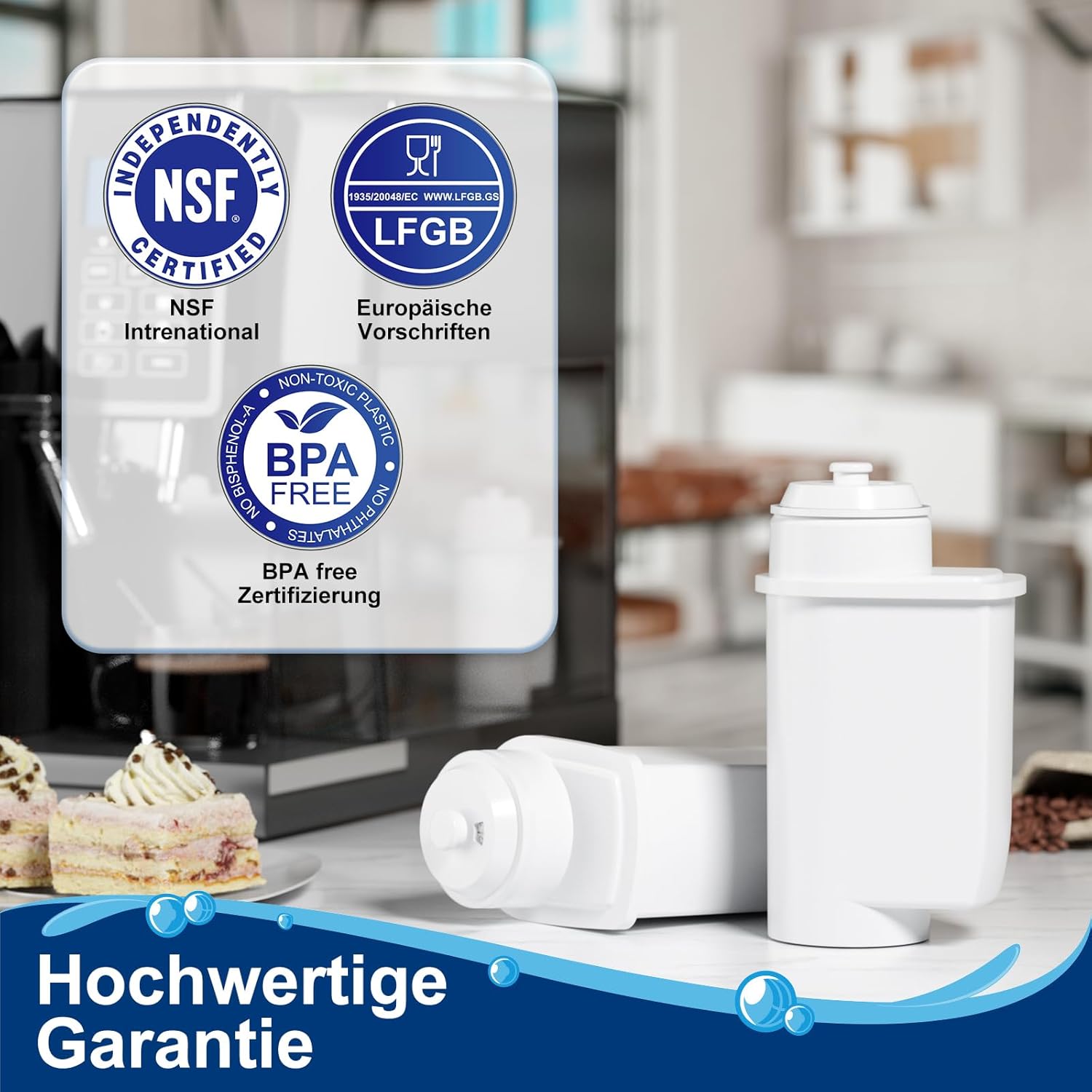 ARETHONE Wasserfilter für Siemens EQ-Serie, EQ3, EQ5, EQ6, EQ7, EQ9, EQ500, S700, Wasserfilter-Kaffeemaschine für Bosch TCZ7003, TCZ7033, für Brita Intenza 575491, Neff C77V60-Serie (8 Stück) – Bild 2