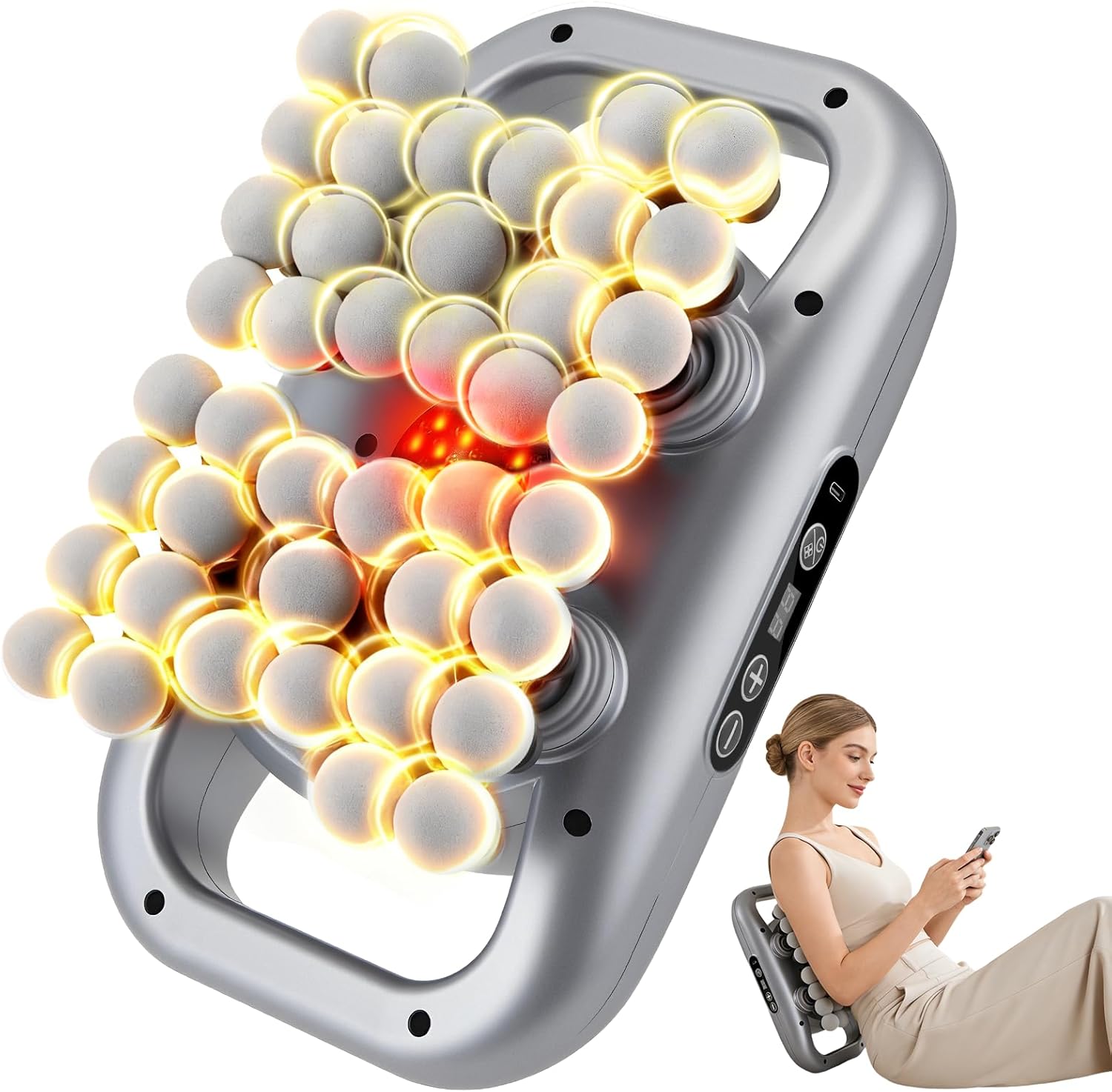 42-Kopf-Massagepistole, Massagegerät mit 9 einstellbaren Geschwindigkeiten und 9 Massagemodi, Massagepistole mit rotem Licht für Nacken, Rücken, Beine, Oberschenkel, Schultern, Füße, Entspannung (2)