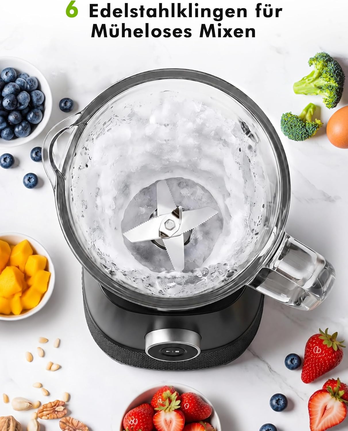 Mixer, Smoothie Maker, Standmixer, 1500 Watt High Speed Mixer Smoothie Maker mit 1,5 L Glasbehälter, 600 ml Flaschen, BPA-freies Tritan, einstellbare Geschwindigkeit für Smoothies, Mixen – Bild 3