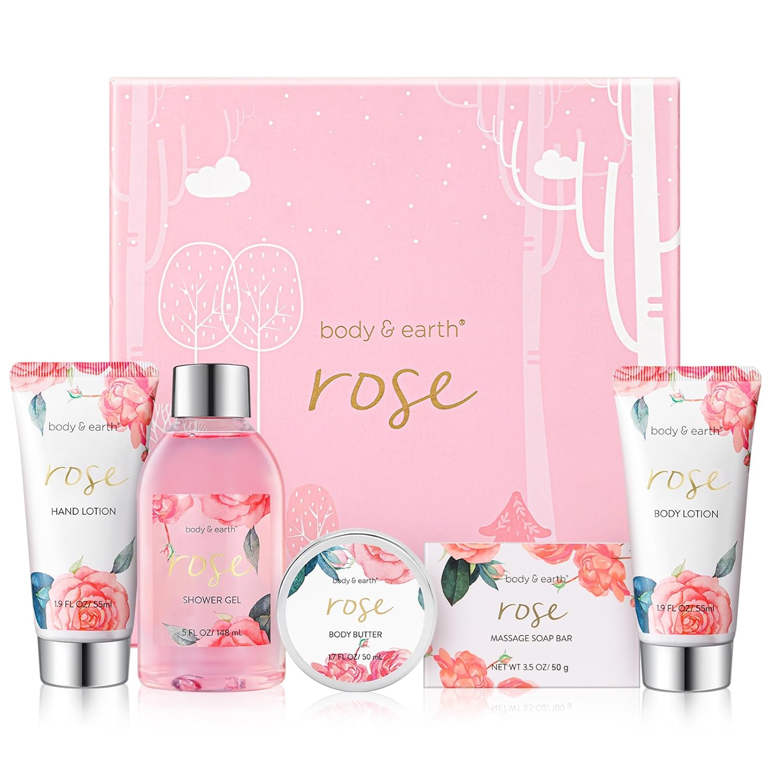 Badeset für Frauen, Geschenk, luxuriöses 6-teiliges Bade- und Körperset, Duschgel, Körperbutter, Handcreme, Körperlotion, Handseife, Papier, Badeseife, perfektes Geburtstagsgeschenk für Frauen