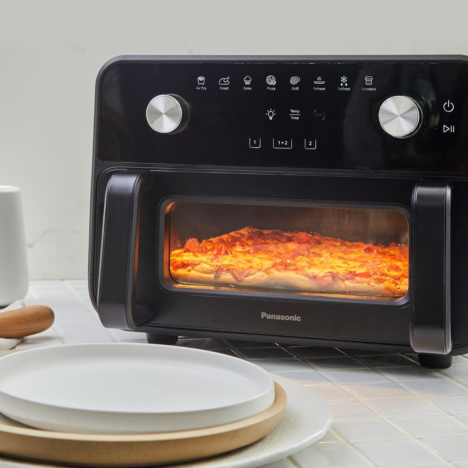 Panasonic NF-BC1000 Flex Heißluftfritteuse mit Sichtfenster, XL flexibler Garkorb, herausnehmbare Trennwand für 2 Kochzonen, 9,6 Liter, 30–230 °C, sanfter Dampf, 8 Voreinstellungen, leicht zu reinigen, Schwarz – Bild 13