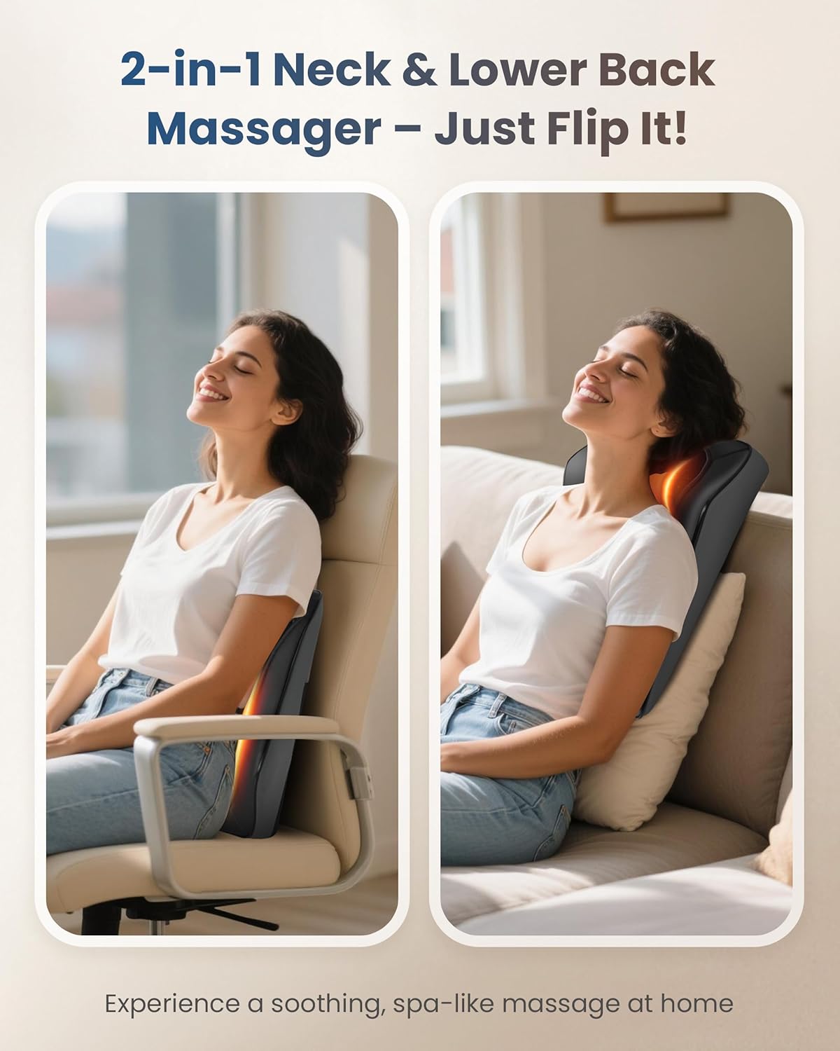 COMFIER Massagegerät, Nackenmassagegerät mit Wärme, Shiatsu-Massagegerät, 4D-Knet-Rückenmassagegerät, Linderung von Muskelschmerzen für Nacken, Rücken, Beine, Geschenke für Männer, Frauen – Bild 4