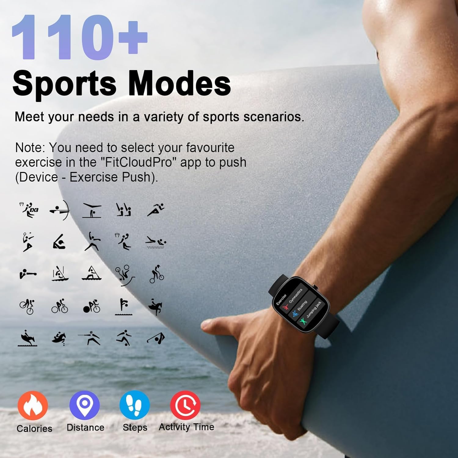 Smartwatch Damen Herren, 1,91 Zoll Smartwatch Bluetooth Anrufe, Fitness Tracker Schrittzähler mit 110+ Sportmodi, Herzfrequenz/SpO2/Schlafmonitor, Fitnessuhr, IP68 wasserdichte Fitnessuhr für Android – Bild 5