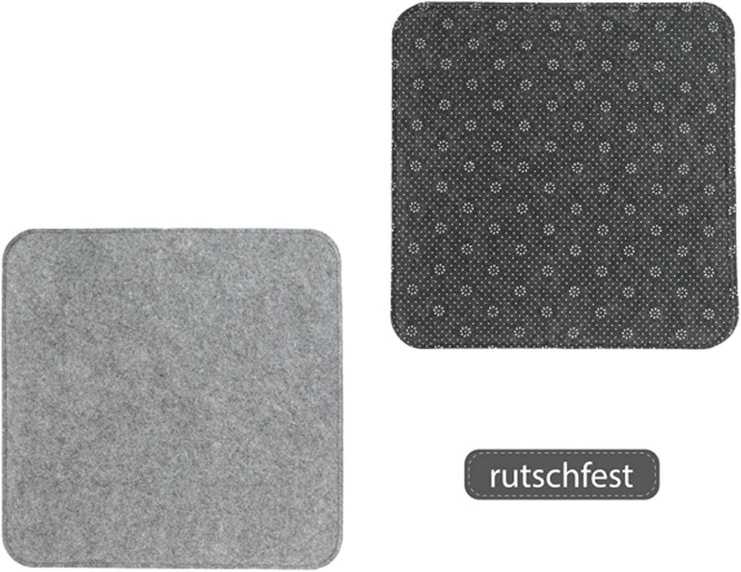 4er Set Filz Sitzkissen eckig Anthrazit oder Grau 35 x 35 cm mit Anti-Rutsch-Noppen Stuhlkissen Sitzkissen Filzkissen (Grau) – Bild 2