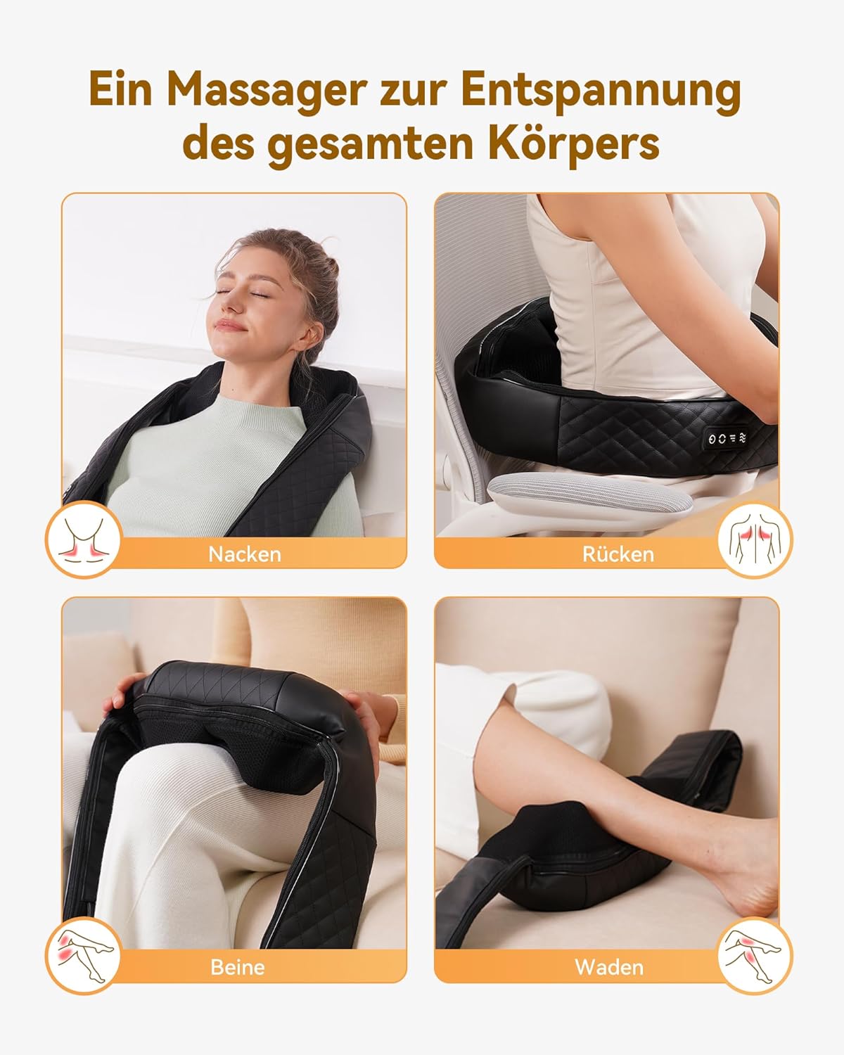 KNQZE Nackenmassagegerät mit Wärme 2026, 4D-Shiatsu-Massagegerät Nacken Schulter, Linderung von Nackenverspannungen, Tiefenmassage für Nacken, Schulter, Rücken, Geschenke für Frauen/Mütter/Väter – Bild 4