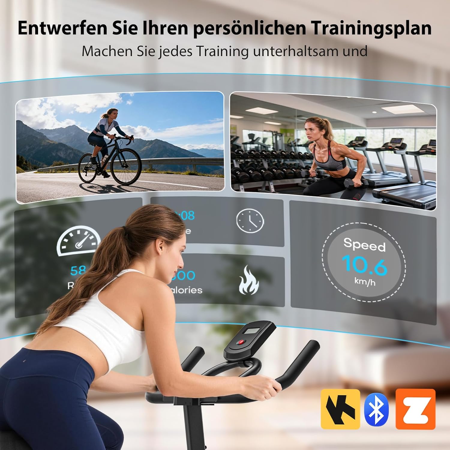 Wenoker Heimtrainer Fahrrad mit verstellbarem Magnetwiderstand, Ergometer Hometrainer Fahrrad mit APP, LCD-Monitor, Tablet-Halterung, Höhenverstellbar, Leises Fitnessbike Bis 160kg – Bild 2