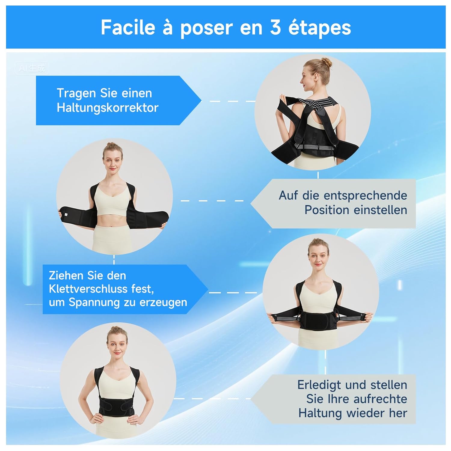 ZSZBACE Rückenglätter, verstellbarer Rückenstützgürtel, Haltungskorrektur, Rückengurt für Männer und Frauen, gerade Rückenstütze, Haltungstrainer, lindert Schmerzen, Rückenschmerzen (XL) – Bild 6