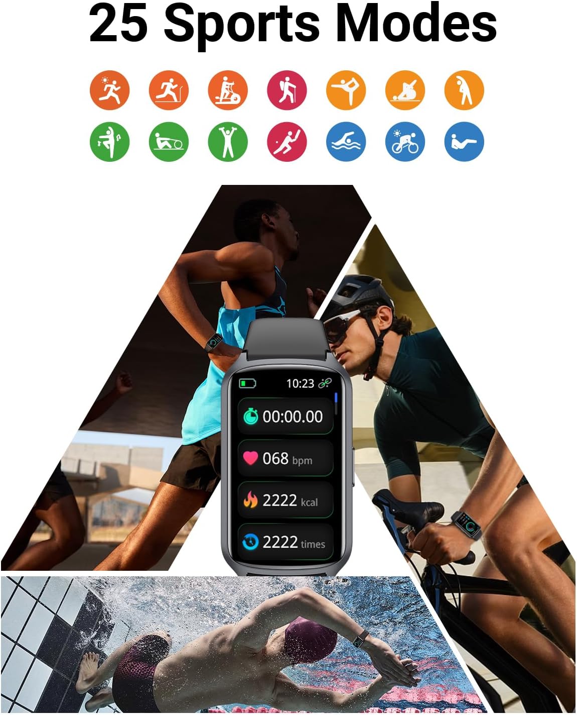 Fitness-Tracker/Uhr für Damen und Herren, bis zu 7 Tage Akkulaufzeit, über 20 Trainingsmodi, SpO2-Tracking, Schlafmonitor, Herzfrequenzmesser, Schrittzähler, wasserdichter Aktivitäts-Tracker mit 5 ATM – Bild 3