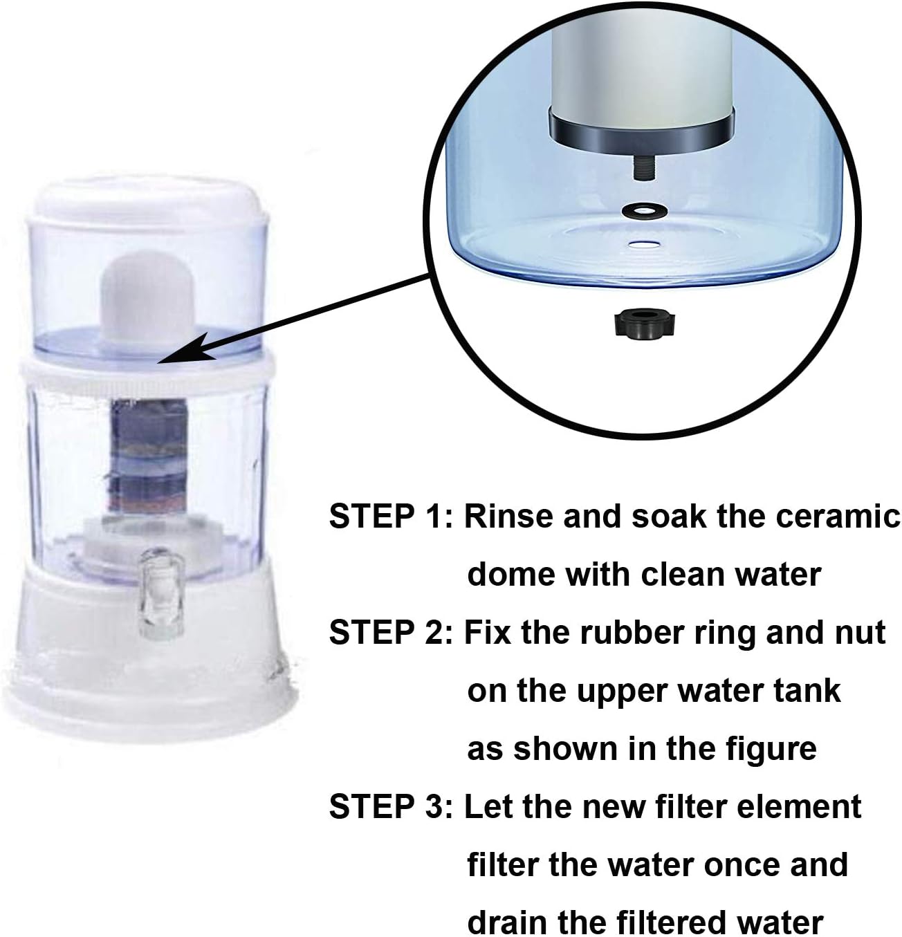 HUINING Keramikkuppel-Wasserfilter, Ersatzfilter für Wasservorfiltereinheit, Filtermedien-Ersatz 0,15 bis 0,5 Mikron für Haushalts-Wassereimer, Filtersystem, Wasserkrug (4 Stück) – Bild 3