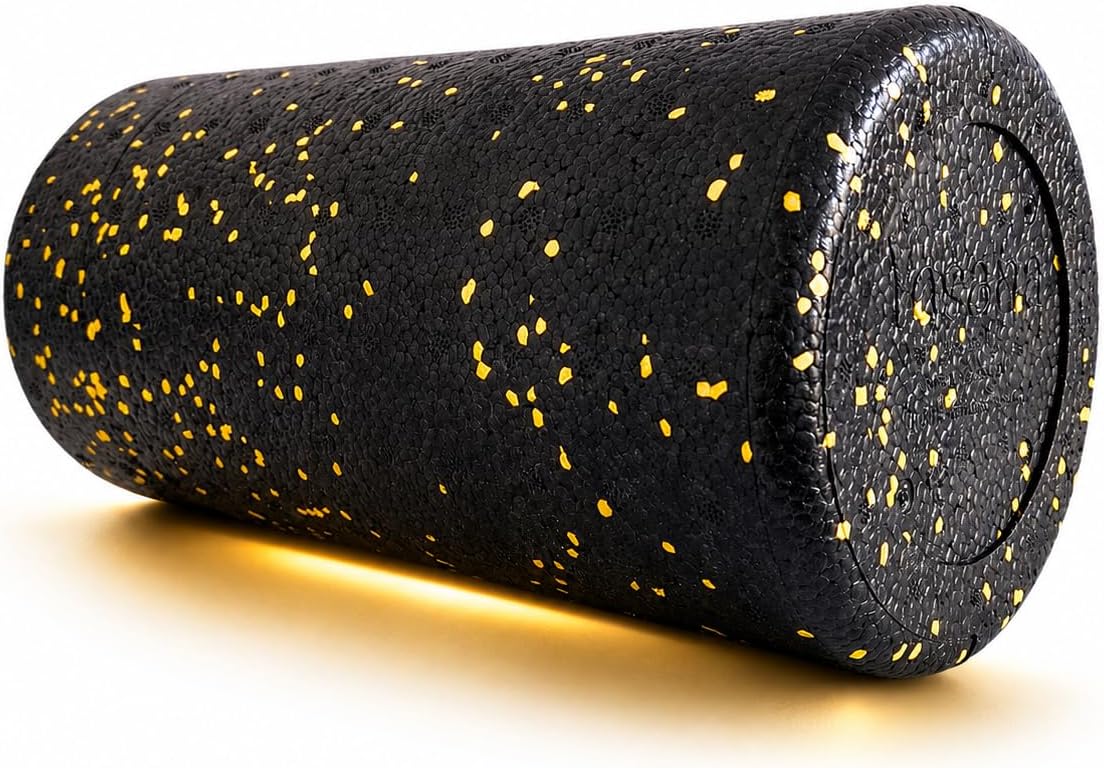 Faszienroller aus Schaumstoff mittelhart I 30 x 15 cm große Rückenmassagerolle mit 25 % Recyclinganteil I Rückenrolle I Schwarze Schaumstoffrolle