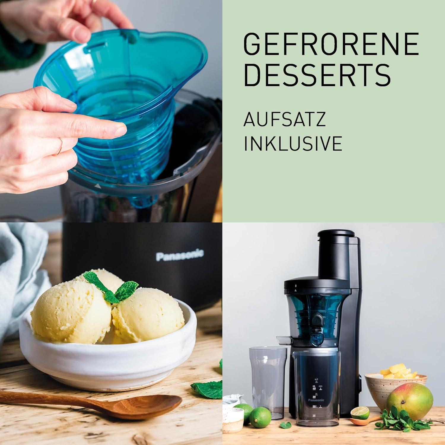 Panasonic Slow Juicer (Gemüse- und Fruchtpresse, automatische Zitruspresse, Edelstahl, Kunststoff, 150 W, Mattschwarz), MJ-L700KXE – Bild 6