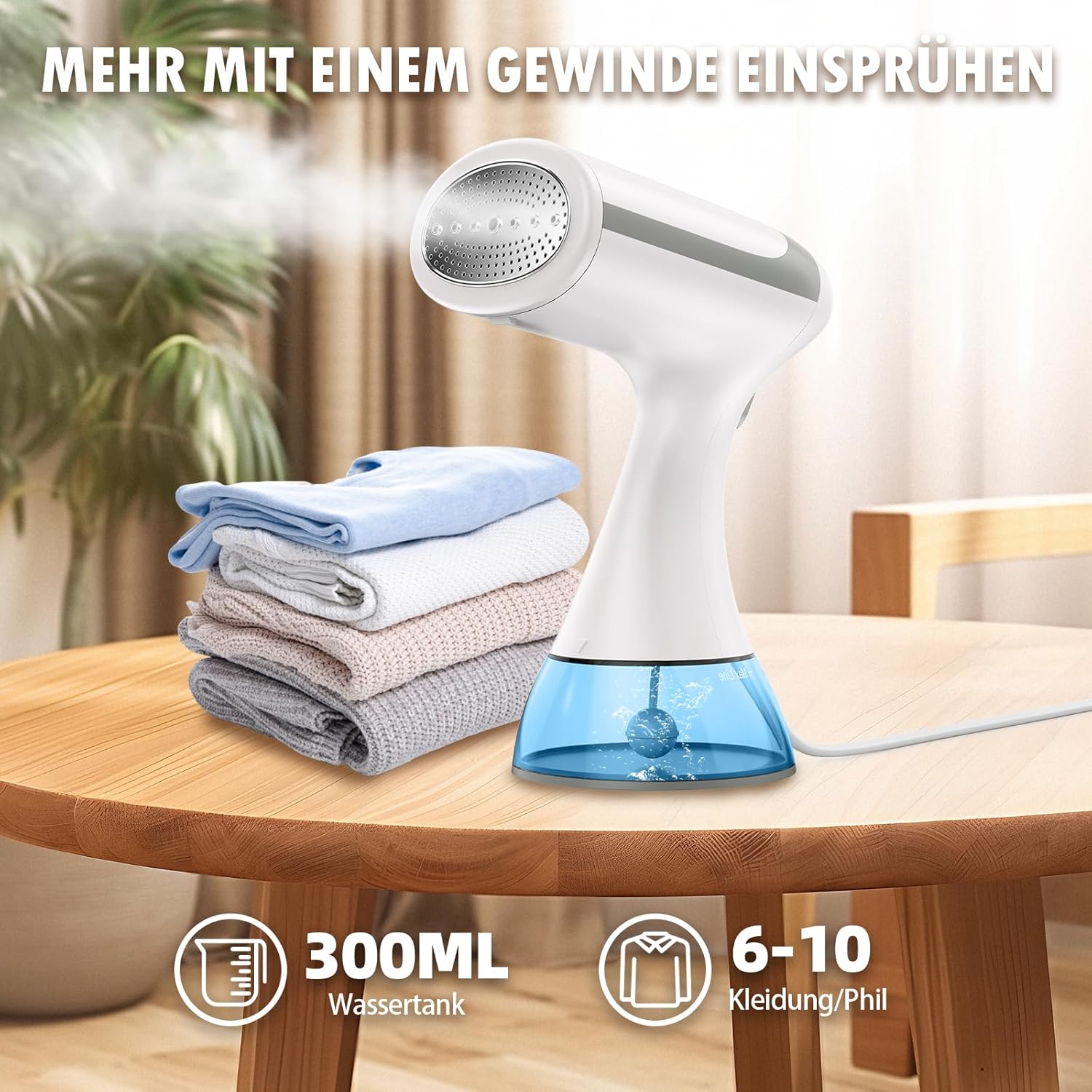 Dampfgarer Dampfgarer mit 300 ml abnehmbarem Wassertank, 1500 W, 20 Sekunden schnelles Aufheizen, Reisedampfer, der für vertikale und horizontale Verdampfung verwendet werden kann – Bild 4
