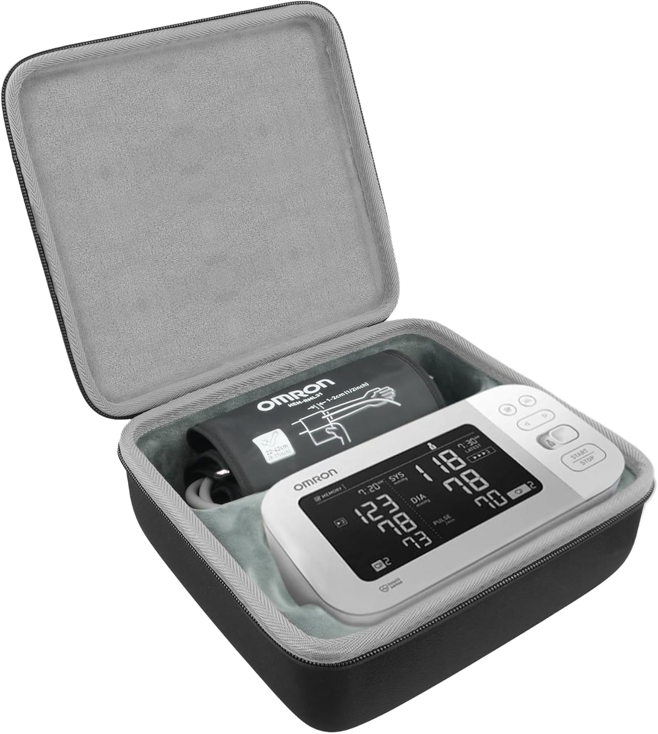 co2CREA Harte Reisetasche für Omron X7 Smart / M7 Intelli IT HEM-7361T-EBK/OMRON 10 Series BP7450 BP7455 BP5350 BP5450 / M6 HEM-7360-E Nur Tasche für Oberarm-Blutdruckmessgerät