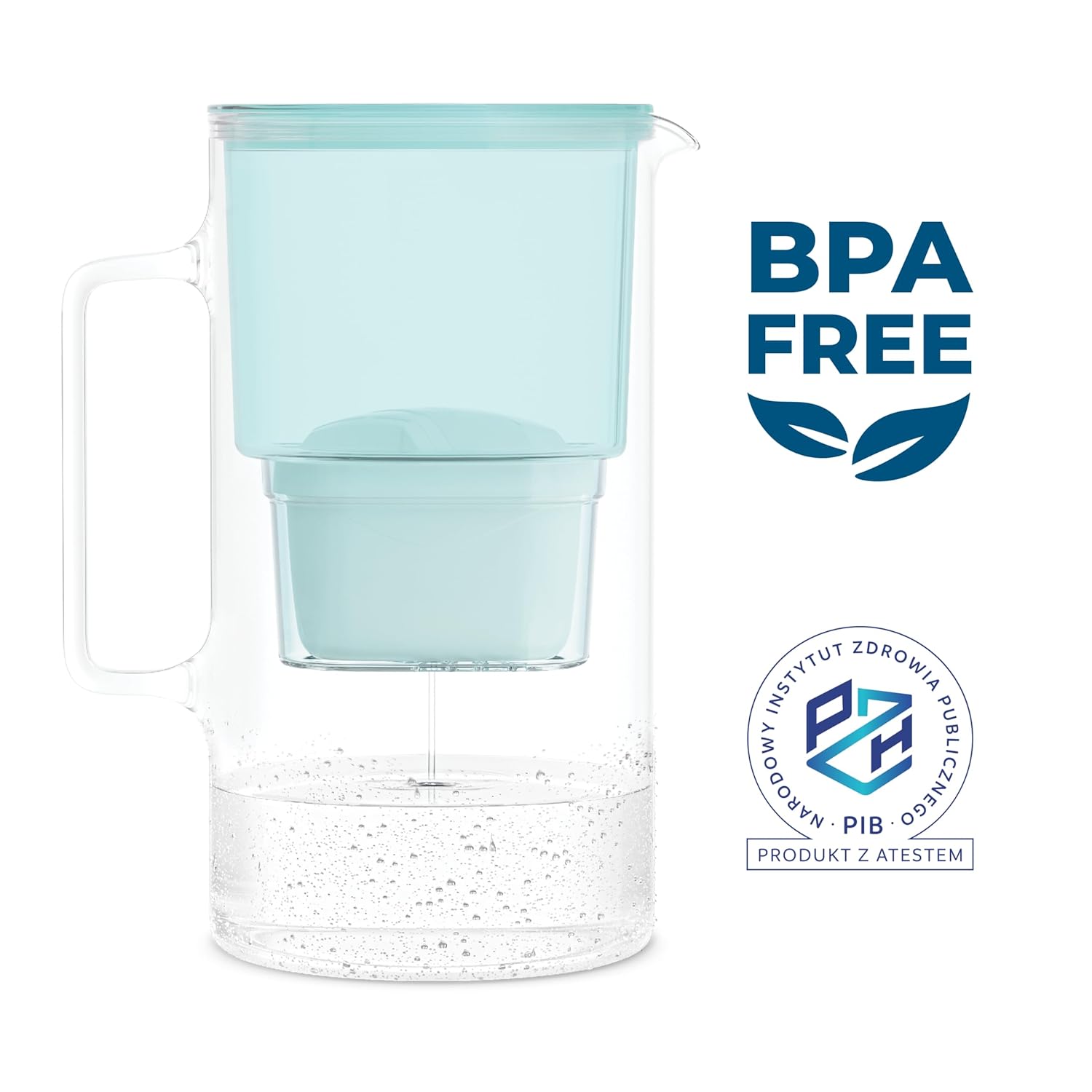 Wessper Wasserfilterkanne aus Glas, 3 l, kompatibel mit Brita Maxtra, inklusive 1 Wasserfilterkartusche, reduziert Kalk und Chlor, Mint – Bild 5