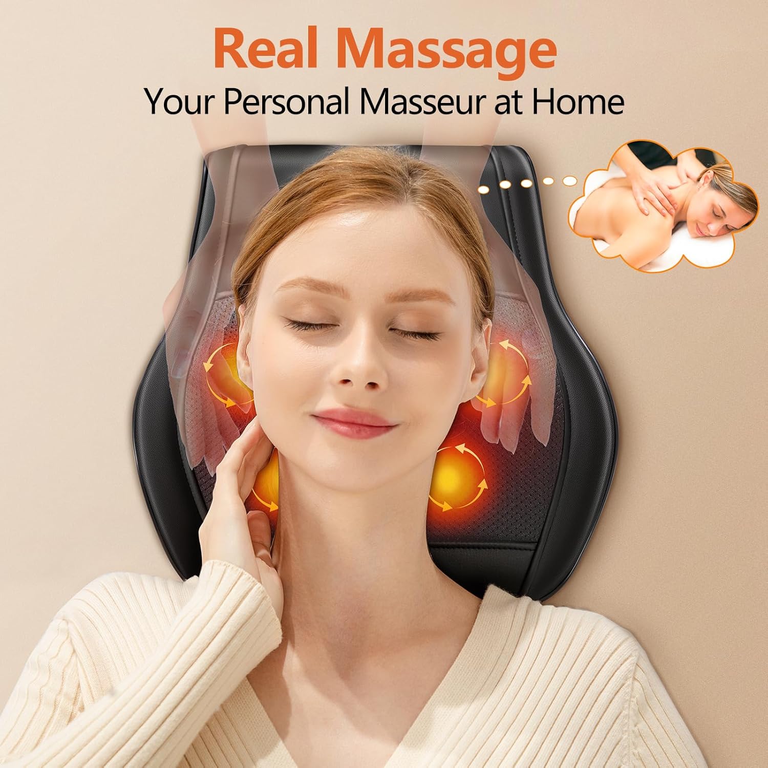 Brelley Massagegerät, Nackenmassagegerät mit Wärme, Shiatsu-Rückenmassagegerät mit 3D-Tiefengewebemassage für Nacken, Rücken, Beine – Geschenke für Frauen, Männer und Eltern – Bild 3