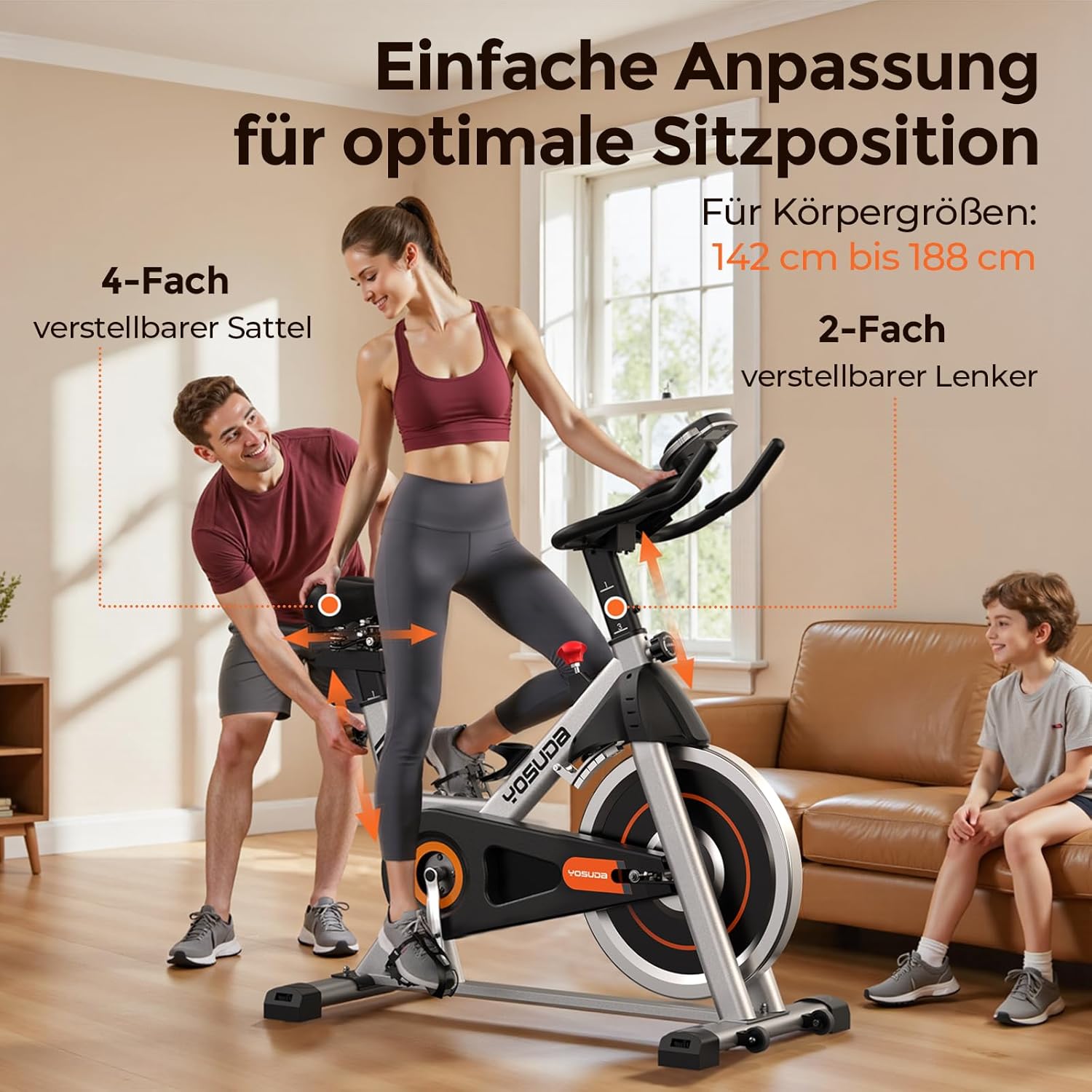【2026 Aktualisiert】YOSUDA Heimtrainer Fahrrad, Leises Hometrainer Fahrrad mit einstellbarem magnetischem Widerstand, LED-Monitor, Tablet-Halter, Spining Bike Inndoor für Kardiotraining zu Hause – Bild 5