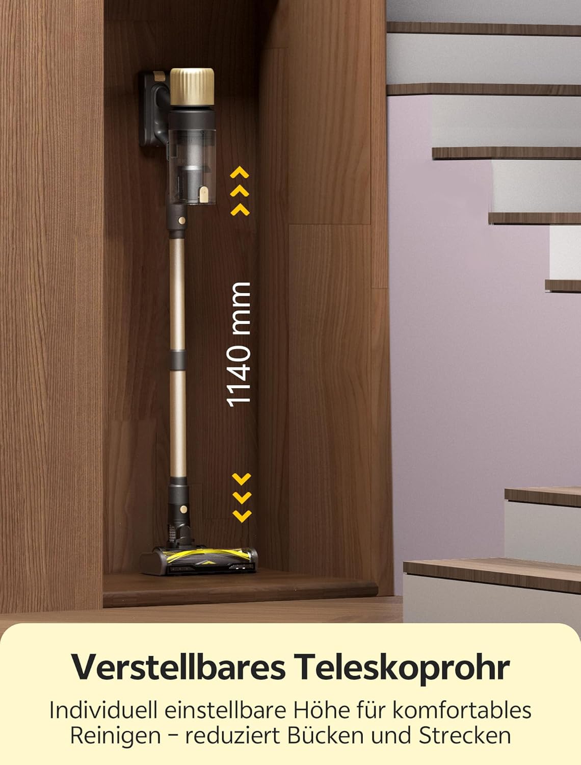 Ultenic Akku-Staubsauger, 600 W/55.000 Pa/65 Min., kabelloser Staubsauger mit GreenEye-Technologie, Teleskoprohr & freistehend, 6-lagiger Filter, Anti-Tangle-Bürste, für Tierhaare, Teppiche, Hartböden – Bild 8