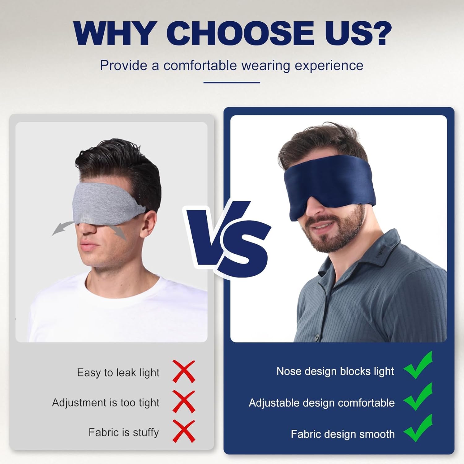Quelle Schlafmaske, Seiden-Augenmaske mit verstellbarem Riemen, ultraweich und bequem zum Schlafen, Reisen, Entspannen, Yoga, Meditation (Marineblau) – Bild 5