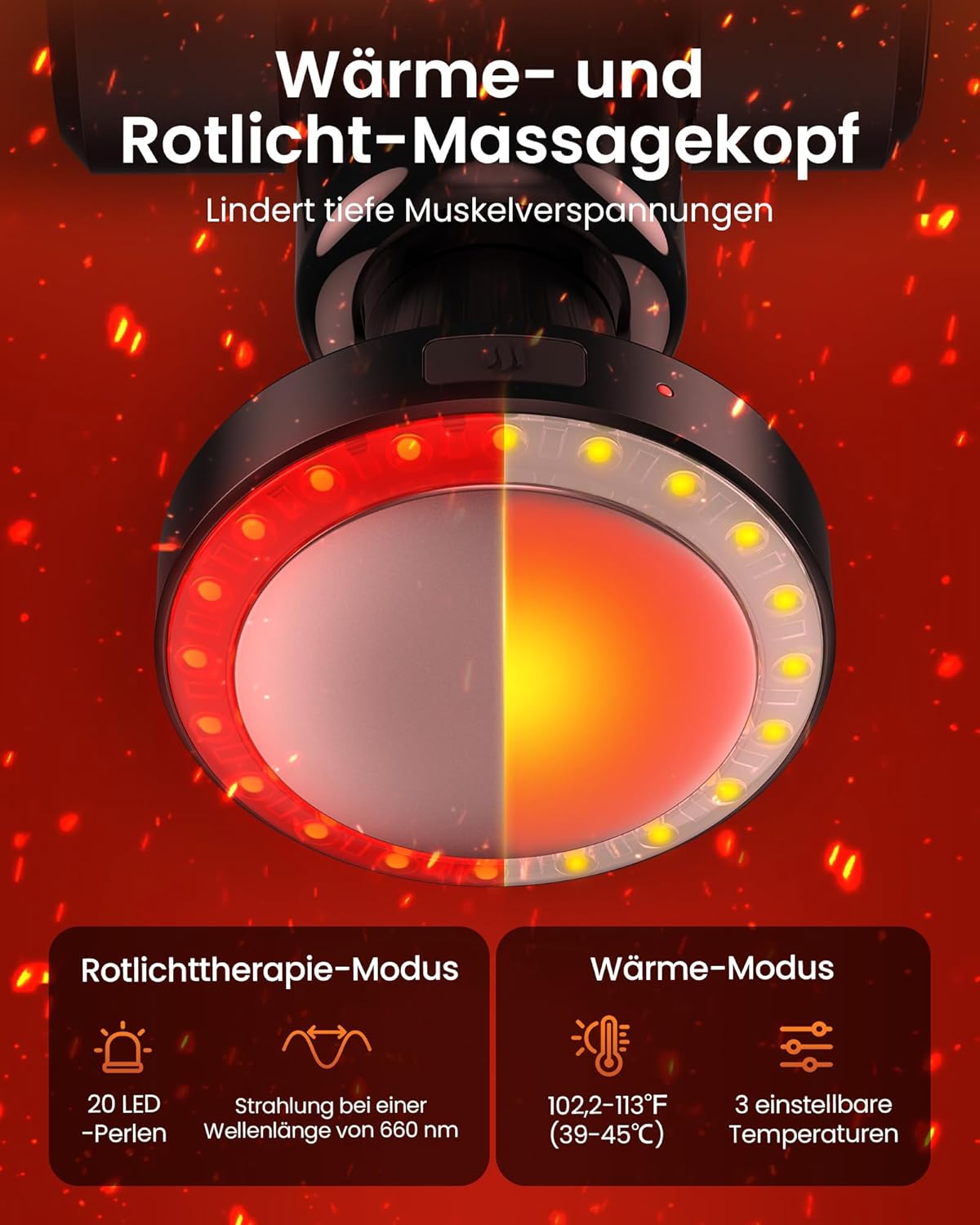 Massagepistole mit Wärmefunktion und Rotlichttherapie, Napre-Massagepistole mit Verlängerung, Muskel-Percussion-Massagegerät für Schulter, Körper, Rückenentspannung, 32 Geschwindigkeiten – Bild 3