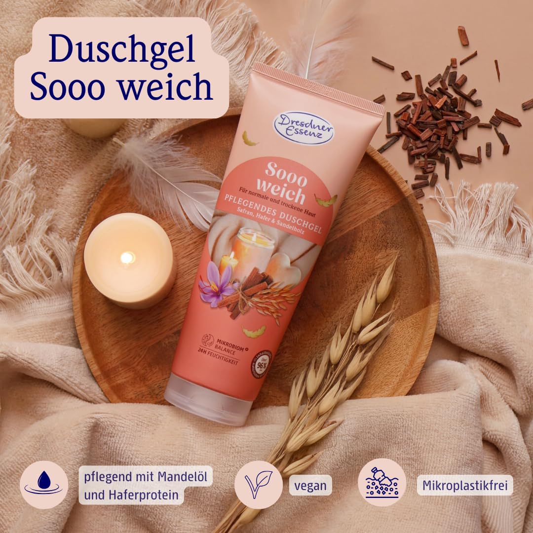 Dresdner Essenz Sooo Cozy Geschenkset – Duschgel, Badeschaum, Handcreme & Tuchmaske – Pflegend & Vegan – Wellness-Set für Damen & Herren – Nachhaltige Verpackung – 4-teilig – Bild 5