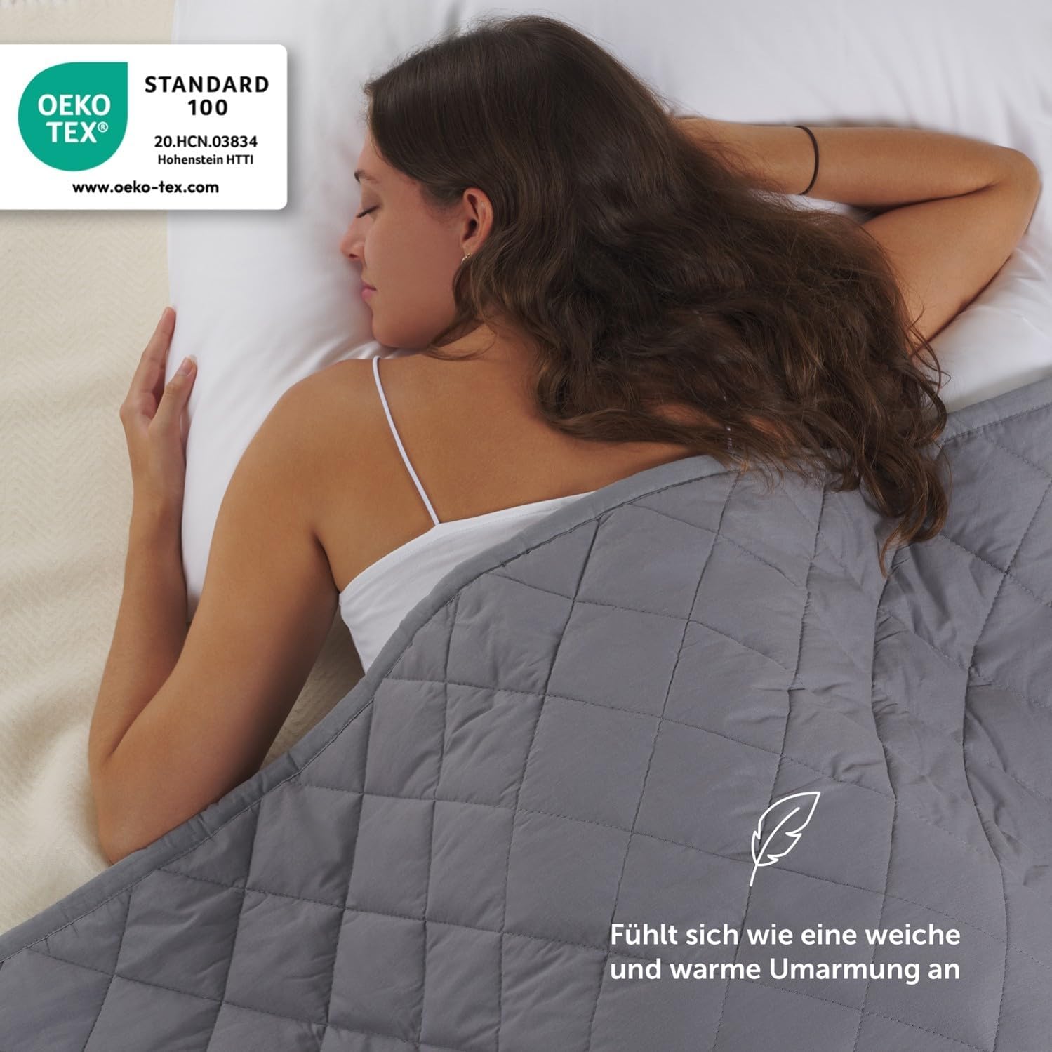 Blumtal Gewichtsdecke 135 x 200 cm – Entspannungsdecke mit Außenmaterial aus 100 % Baumwolle – Gewichtsdecke 6 kg – Therapiedecke mit Glasperlenfüllung/Schlafdecke – Anti-Stress-Gewichtsdecke – Bild 2