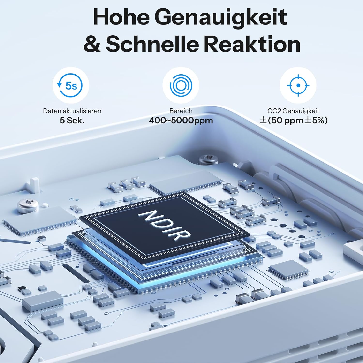 SONOFF AirGuard CO2 Intelligenter Raumluftqualitätsmonitor, Materie-kompatibel, 2,4-GHz-WLAN, CO2-/Temperatur-/Feuchtigkeitsdetektor, Echtzeitanzeige und Alarm für Schlafzimmer/Kinderzimmer – Bild 3