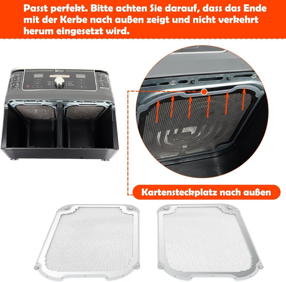 BYKITCHEN 2 Stück Spritzschutz Zubehör für Ninja Dual Zone Heißluftfritteuse 9,5L DZ400EU/DZ400EUSTGD/AF400EU, Magnetisch Edelstahl Spritzschutz, Heißluftfritteuse Zubehör für Ninja Airfryer – Bild 3