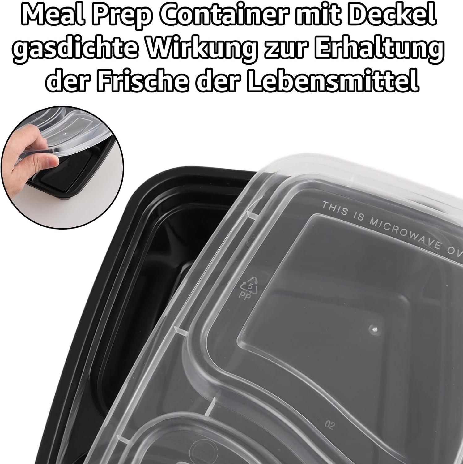 AKOLAFE 25 Stück Meal Prep Boxen 1000 ml 35 oz Meal Prep Boxen 2 Fächer Wiederverwendbarer Meal Prep Behälter mit Deckel Luftdichte Lebensmittelbox Kunststoff BPA-frei Lunchbox Rechteckiger Behälter für Lebensmittel, Obst – Bild 3