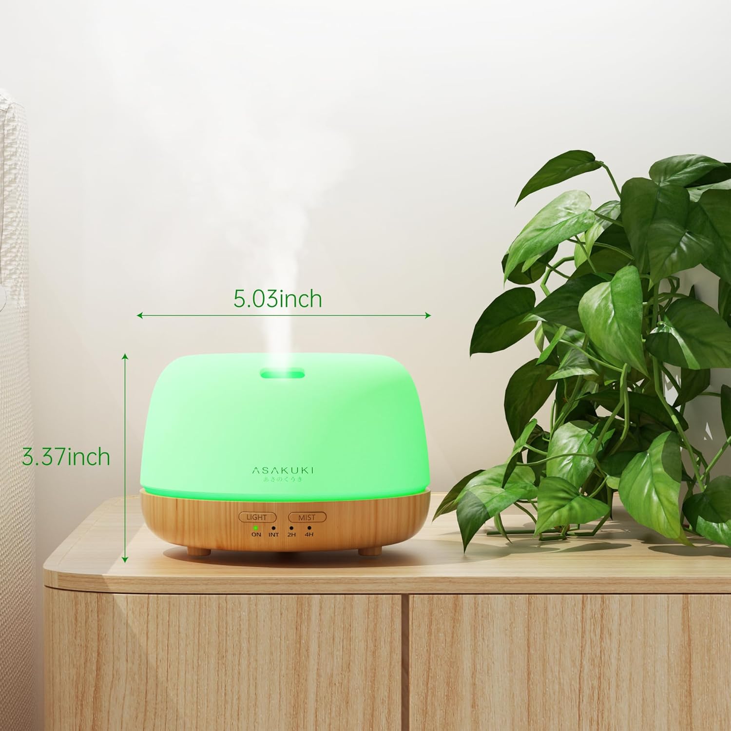ASAKUKI Aromadiffusor, 300 ml Ultraschall-Aromatherapie-Diffusor für ätherische Öle, Luftbefeuchter mit Fernbedienung, automatische Abschaltung im wasserlosen Zustand und 7 Arten von LED-Lichtfarben – Bild 6