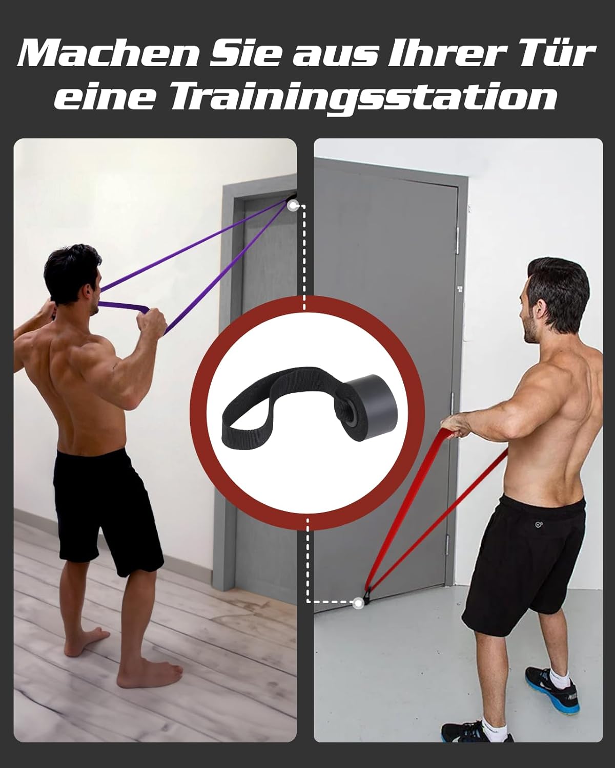 Fitense Widerstandsbänder, Widerstandsbänder Set, Widerstandsband Fitnessbänder mit Türanker, Fitnessband Set Trainingsbänder für Yoga, Pilates, Training, Physiotherapie, Klimmzughilfe, Kraft – Bild 5