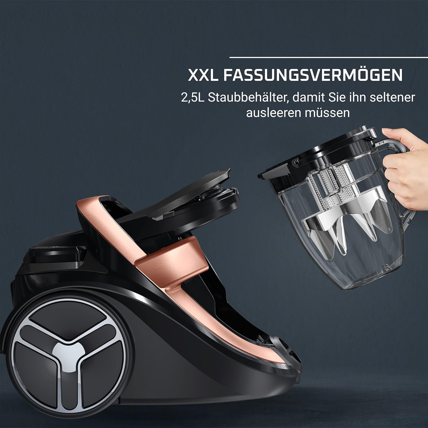 Rowenta Silence Force Cyclonic Effitech Beutelloser Staubsauger, Heim und Auto, hohe Saugleistung, geringer Energieverbrauch, HEPA-Filterung, XXL-Kapazität, Schwarz/Roségold, RO7954 – Bild 9