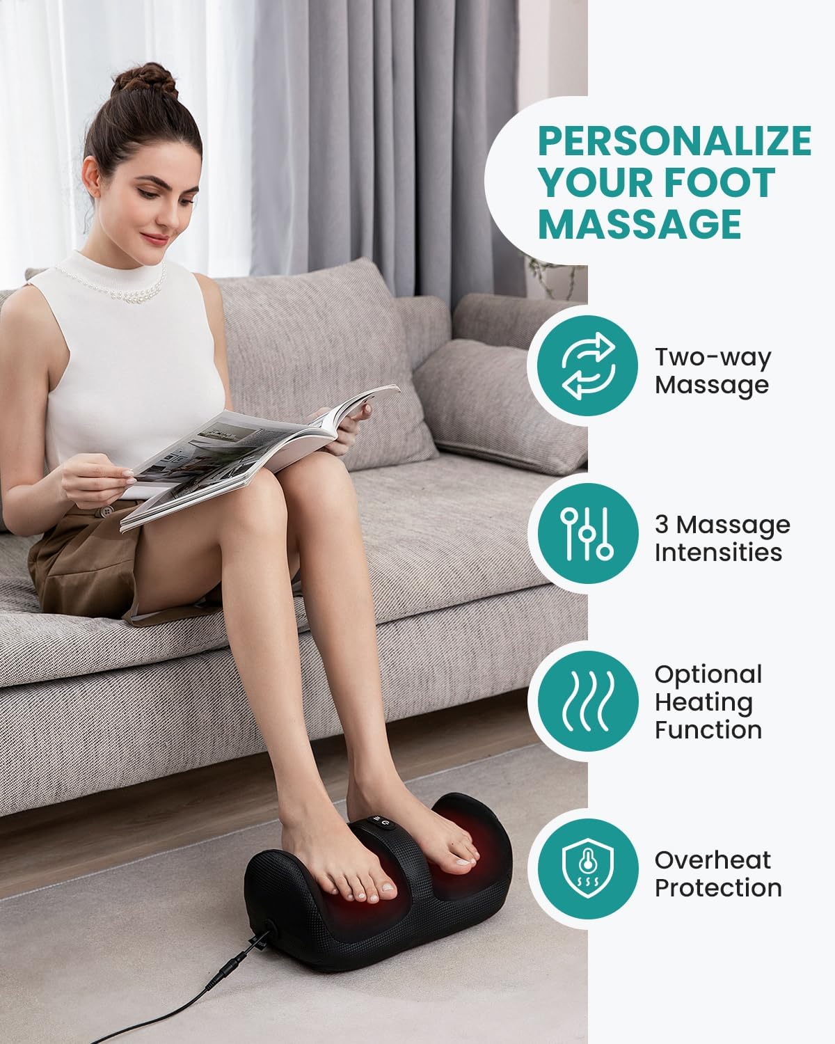Nekteck Shiatsu-Fußmassagegerät mit Wärme – elektrisches Massagegerät mit Rolle gegen Schmerzen für eine bessere Durchblutung – ideal bei Neuropathie – Bild 2