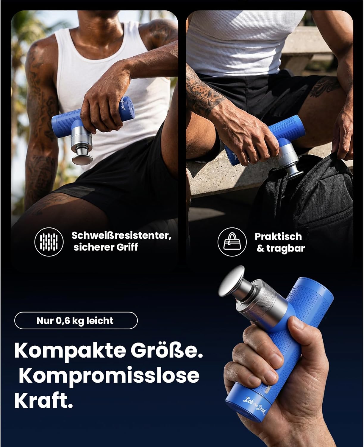 Bob und Brad A7 Mini-Massagepistole, 11 mm Hub und 18 kg Kraft | Percussion-Massagegerät für tiefes Gewebe, USB-C-Schnellladung, 45 dB leise zur Muskelentlastung, Geschenke für Sportler – Bild 7