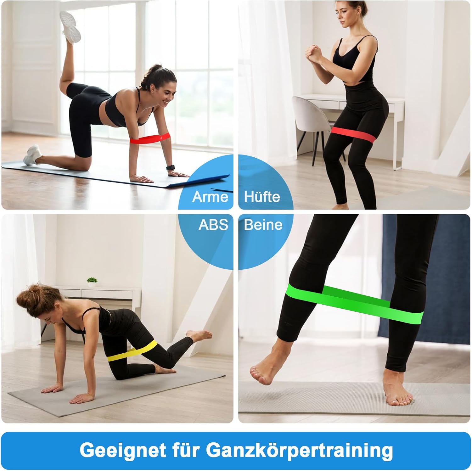 SURFOU Fitnessbänder Set mit 5 verschiedenen Stärken, hautfreundlich, Terrabänder für Krafttraining, mit Tragebeutel, Widerstandsbänder für Muskelaufbau, Pilates, Yoga und Reha-Training – Bild 7