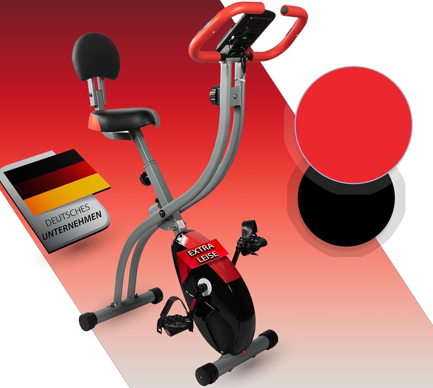 Senioren-Heimtrainer, faltbarer Fahrradtrainer, Heimtrainer, Fitnessfahrrad, LCD-Trainingscomputer, faltbarer Heimtrainer, inklusive Pulsmessung, 8 Widerstandsstufen