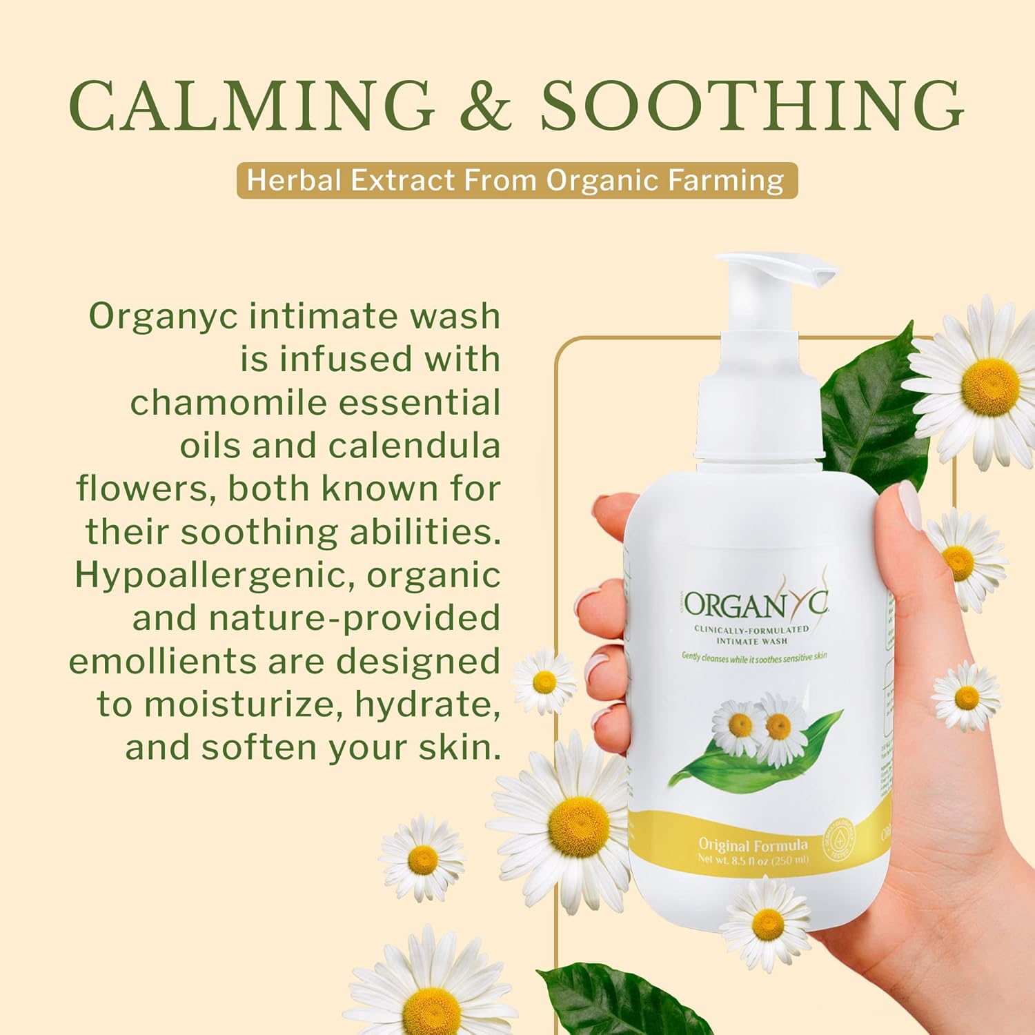 Organyc Intimate Care Waschlotion mit Kamille für empfindliche Haut, frei von Chlor, Parabenen, SLS, SLES und synthetischen Duftstoffen, dermatologisch getestet – 250 ml – Bild 4