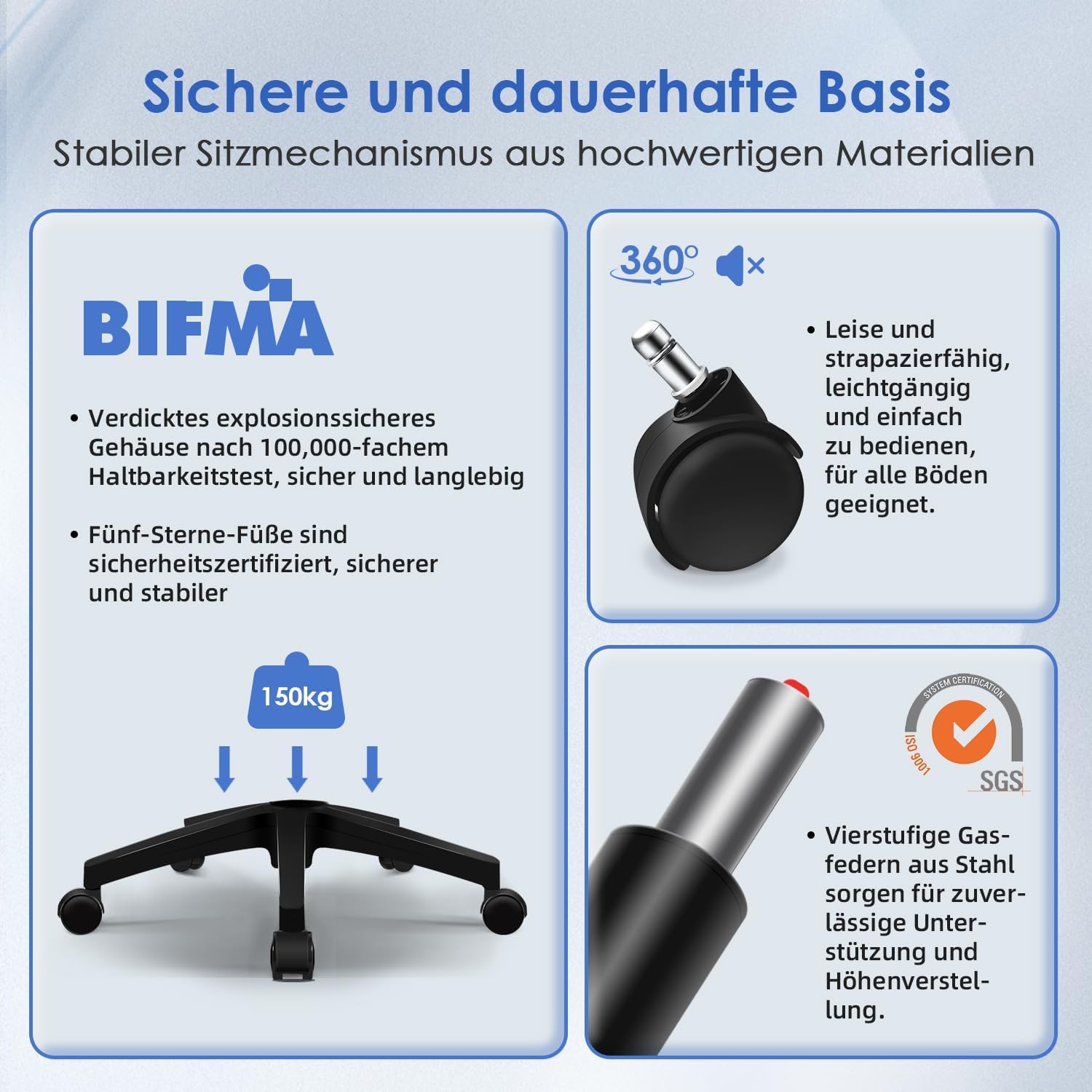 Hinonde Bürostuhl, Schreibtischstuhl mit klappbaren Armlehnen und Wippfunktion, 360° Drehstuhl, höhenverstellbarer Bürostuhl, ergonomischer Home-Office-Stuhl mit atmungsaktivem Netz, bis 150 kg – Bild 6