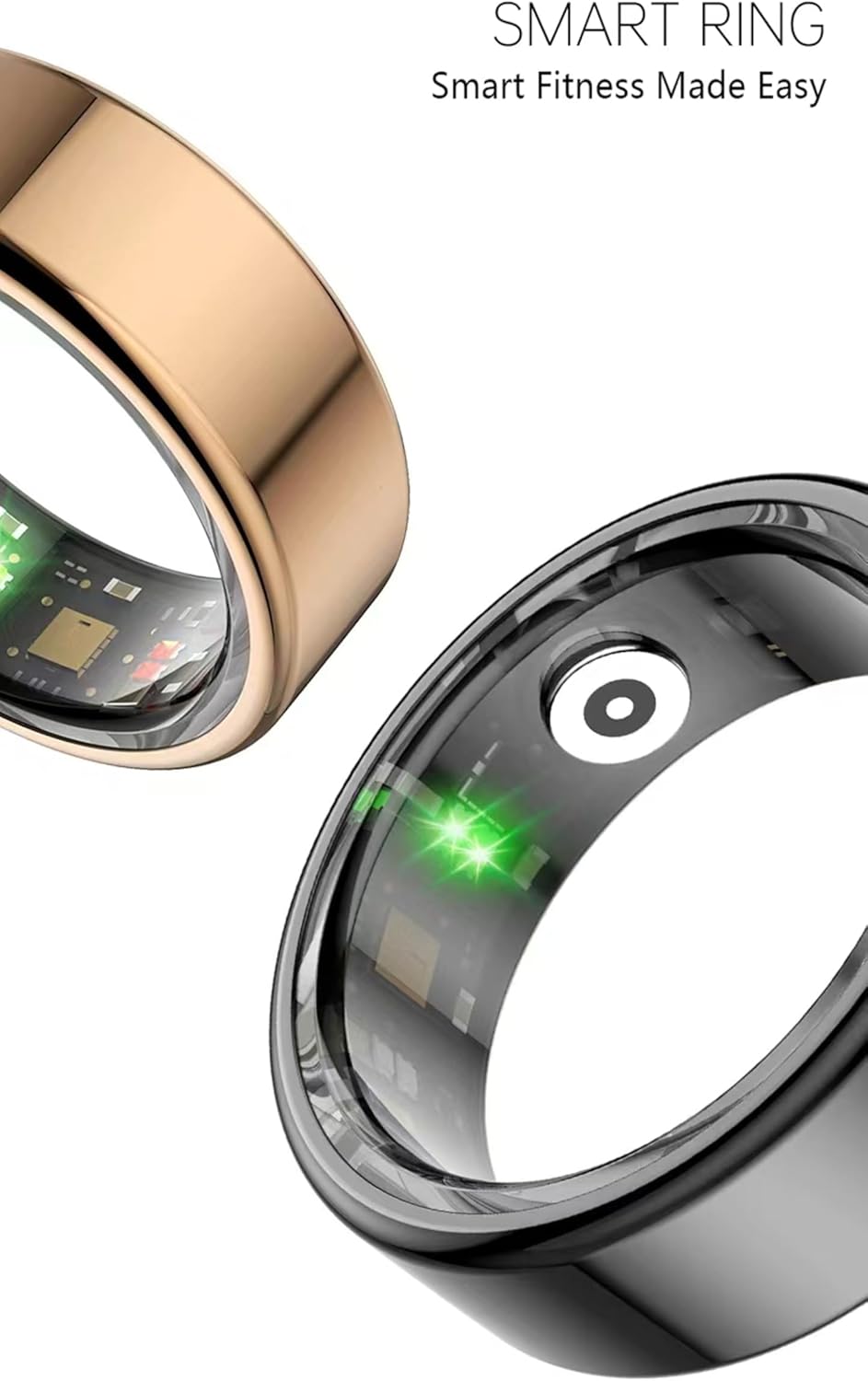Smart Ring, Bluetooth-Fitness-Tracker-Ring für Männer und Frauen mit Herzfrequenz-, Schlaf- und Sauerstoffsättigungsüberwachung für iPhone und Samsung-Handys, Schwarz #9 – Bild 2